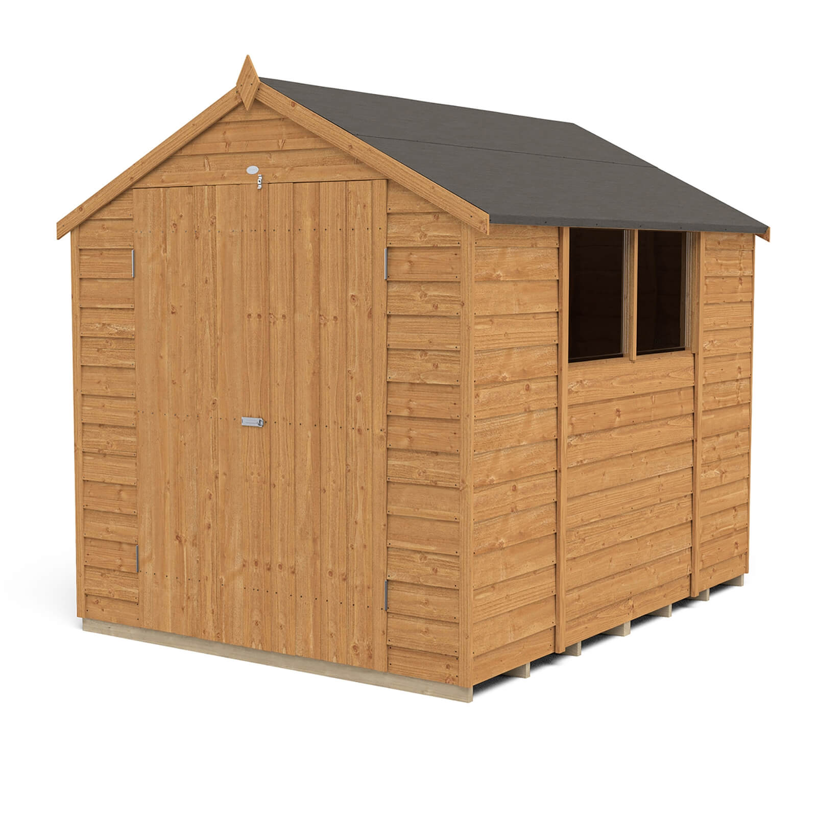 8x6ft Forest Overlap Dip Treated Apex Shed - Double Door