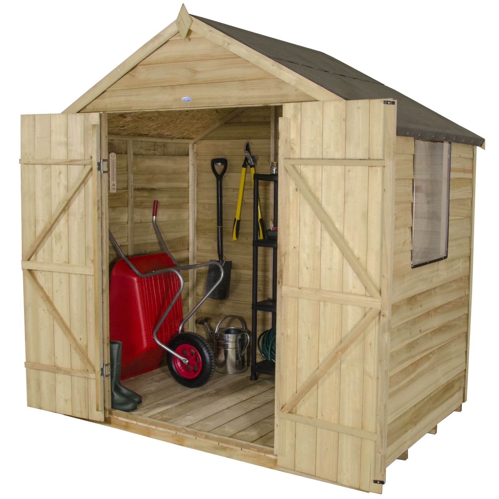 7x5ft Forest Natural Timber Overlap Pent Pressure Treated Wooden Shed