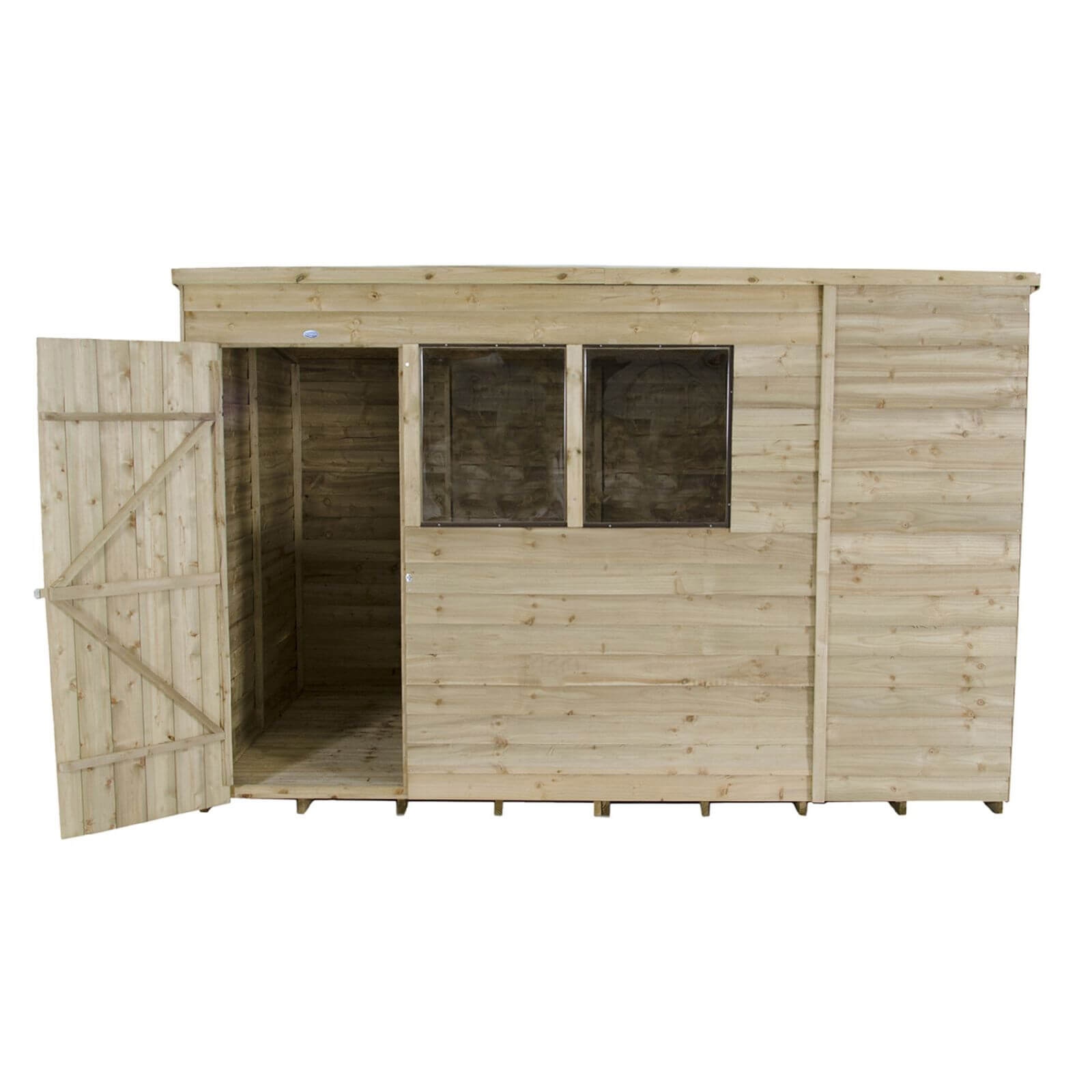 10x6ft Forest Natural Timber Overlap Pent Pressure Treated Wooden Shed