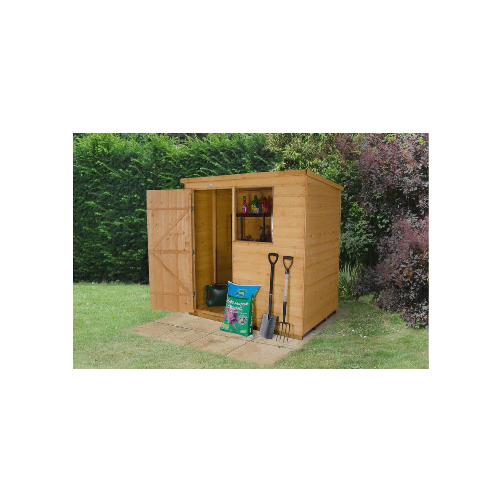 6x4ft Forest Golden Brown Shiplap Pent Wooden Shed