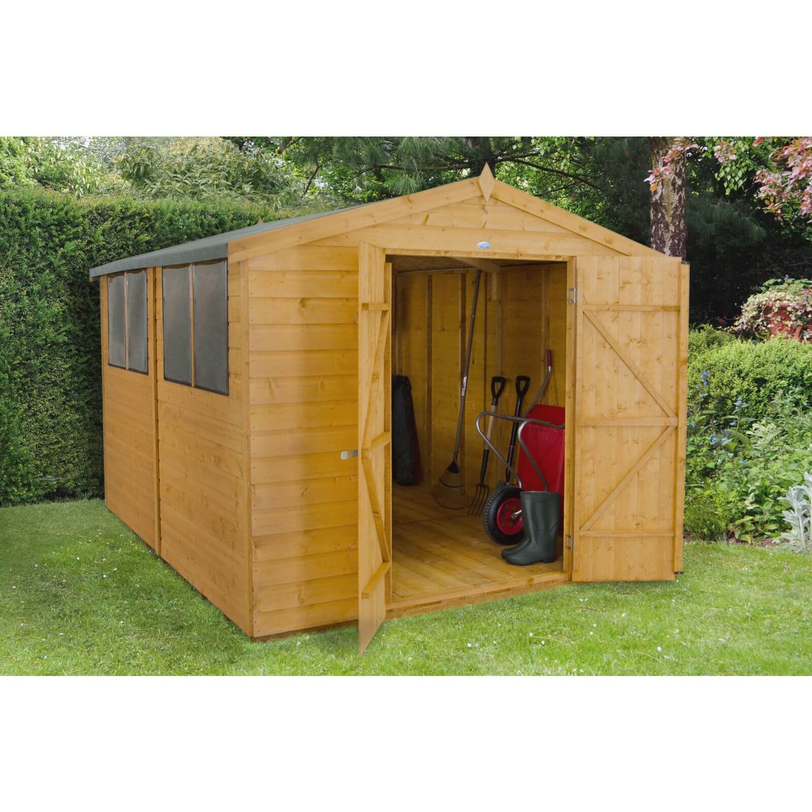 10x8ft Forest Light Brown Shiplap Apex Wooden Shed