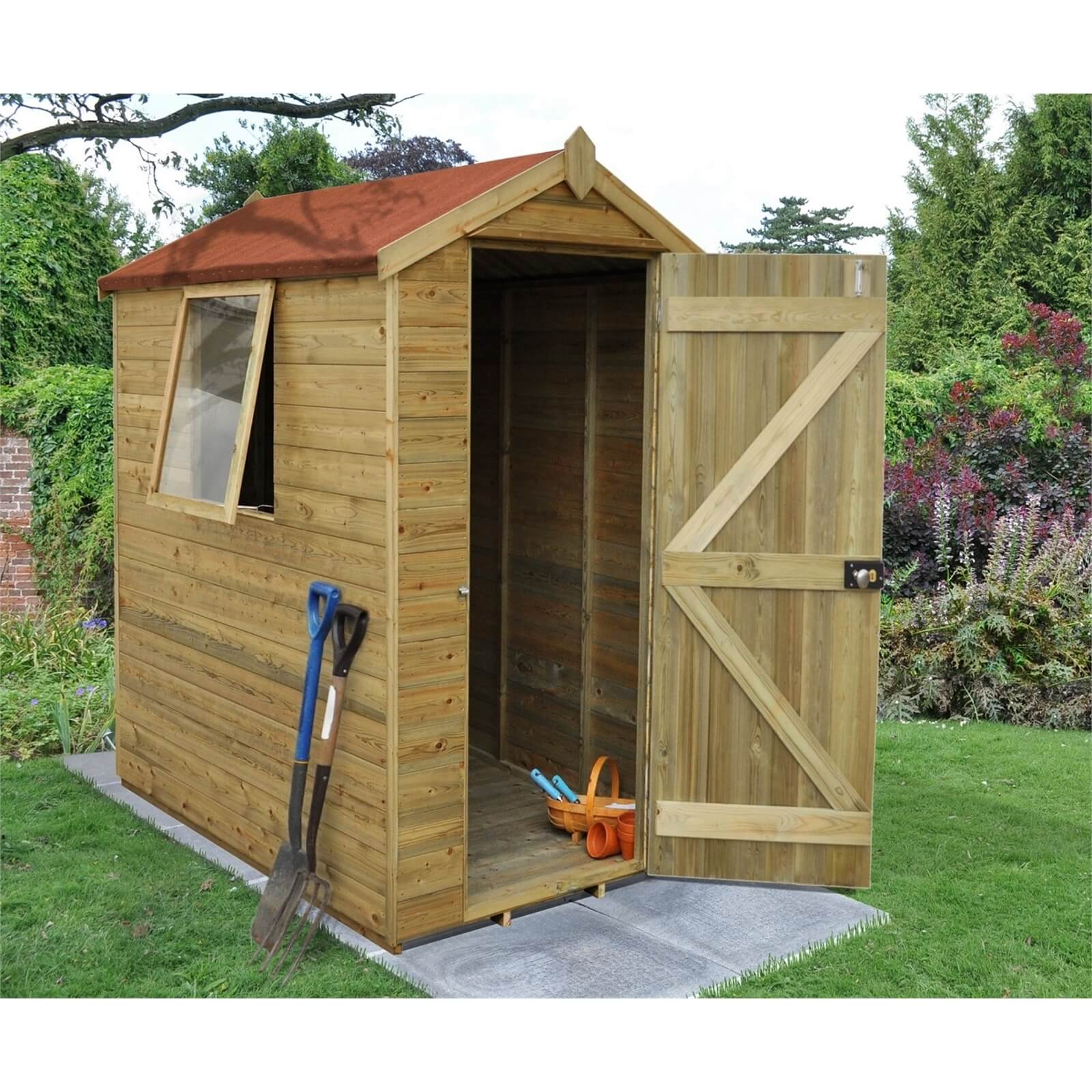 Forest Natural 6 x 4ftTimber Tongue & Groove Apex Wooden Shed -
