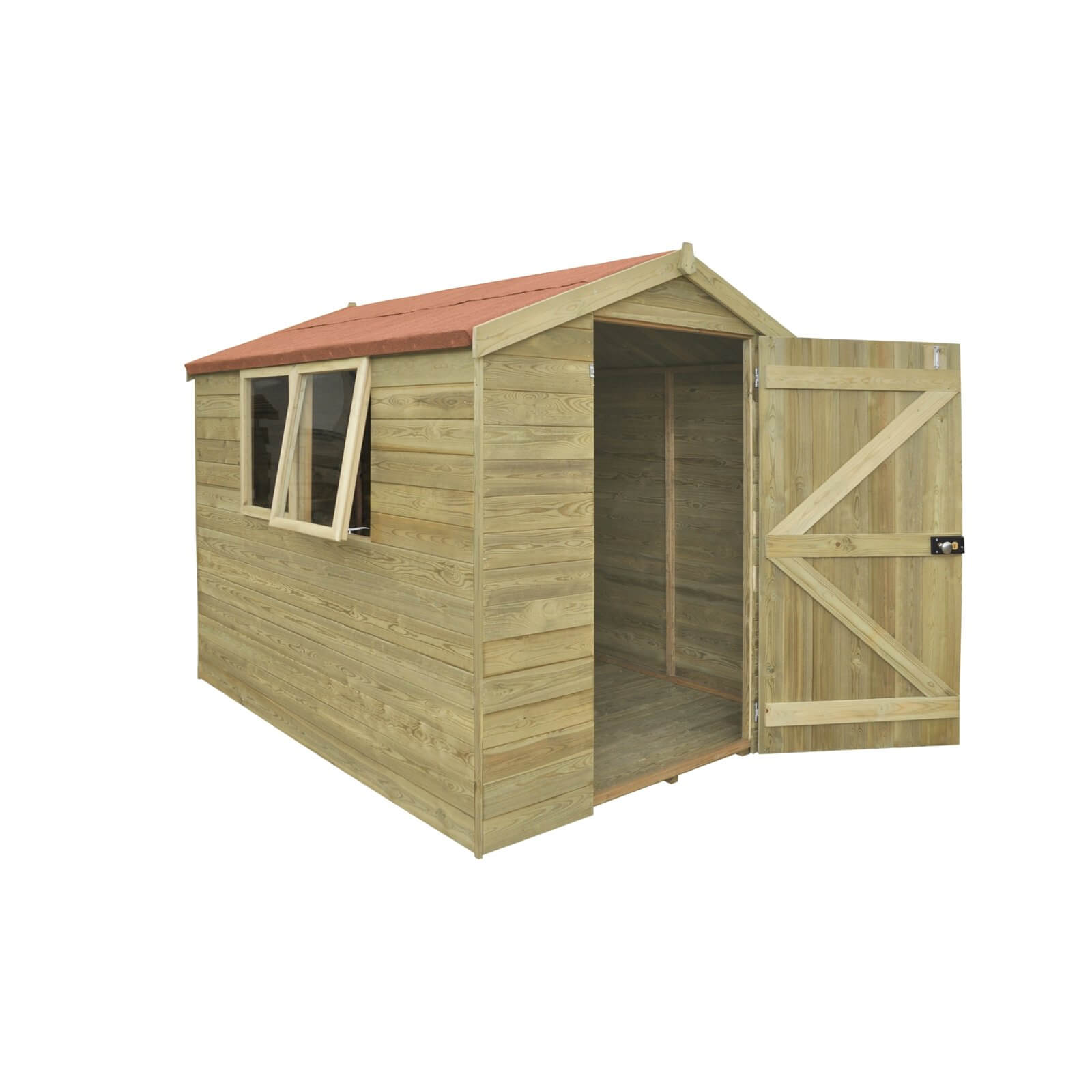 Forest Natural Timber Tongue & Groove Apex Wooden Shed - 8x6ft