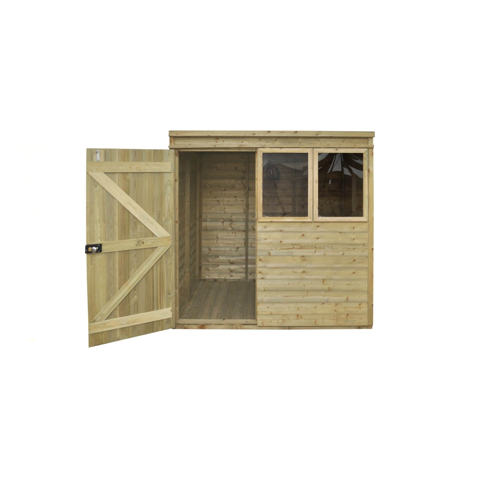 7x5ft Forest Natural Timber Tongue & Groove Pent Wooden Shed