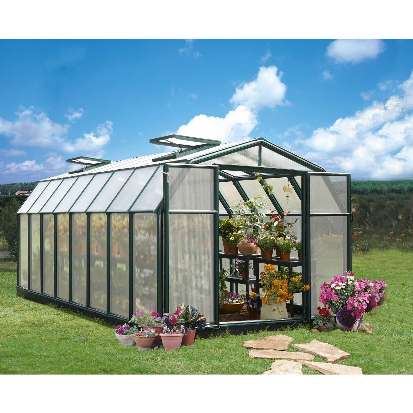 Palram 8 x 16ft  Canopia Hobby Gardener Greenhouse - Green