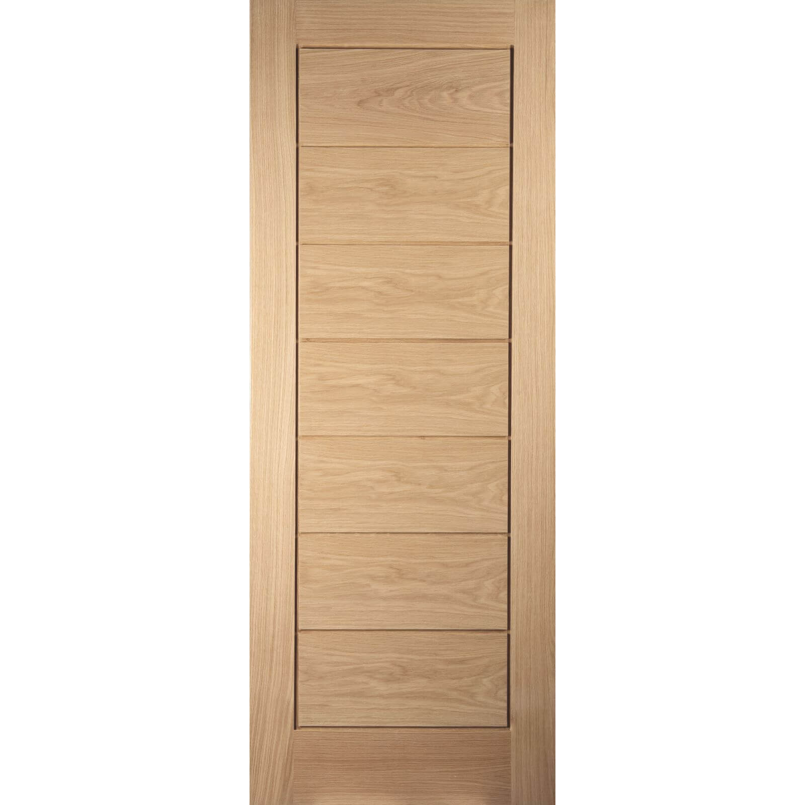 Horizontal 7 Panel White Oak Veneer Internal Door - 610mm Wide