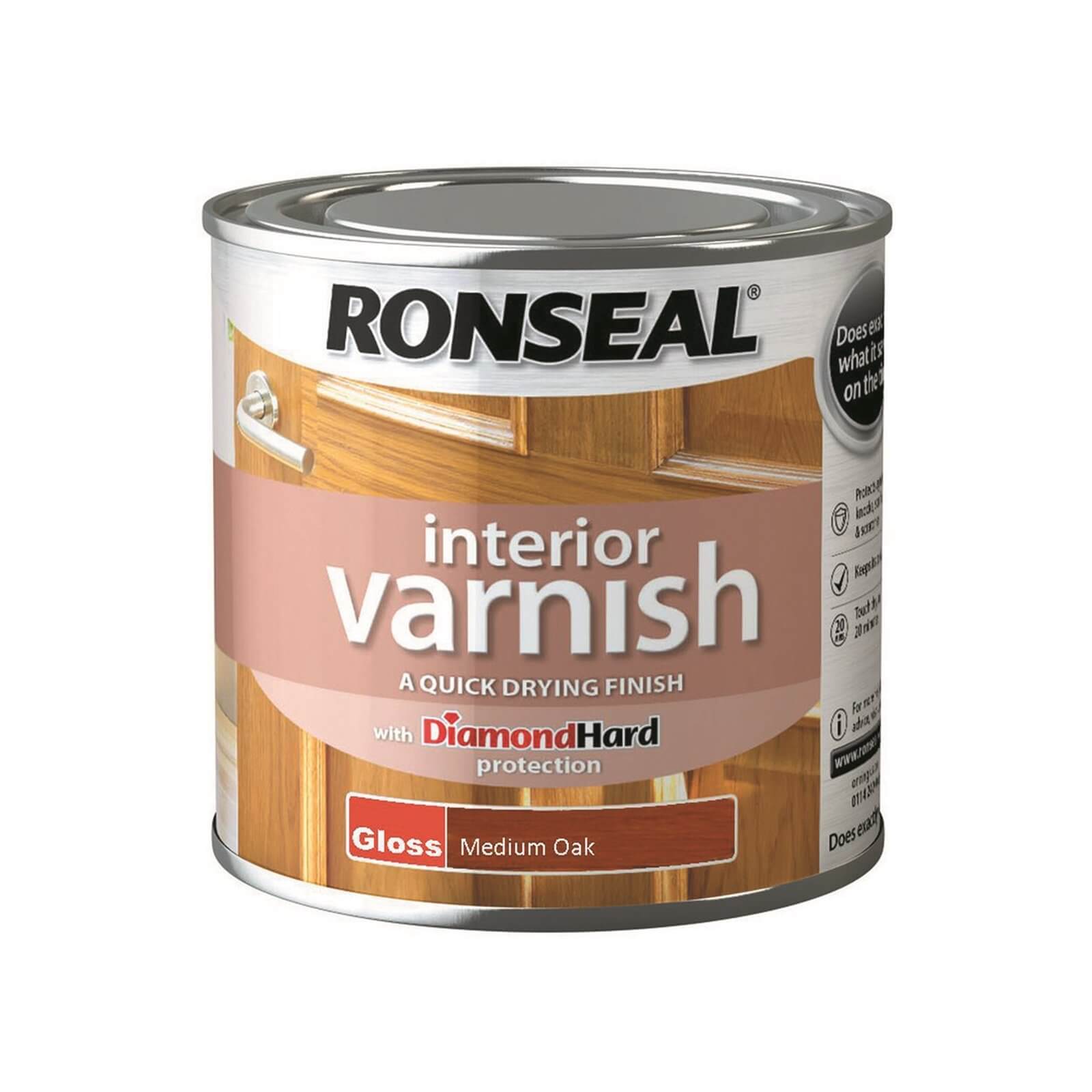 Ronseal Interior Varnish Gloss Medium Oak - 250ml