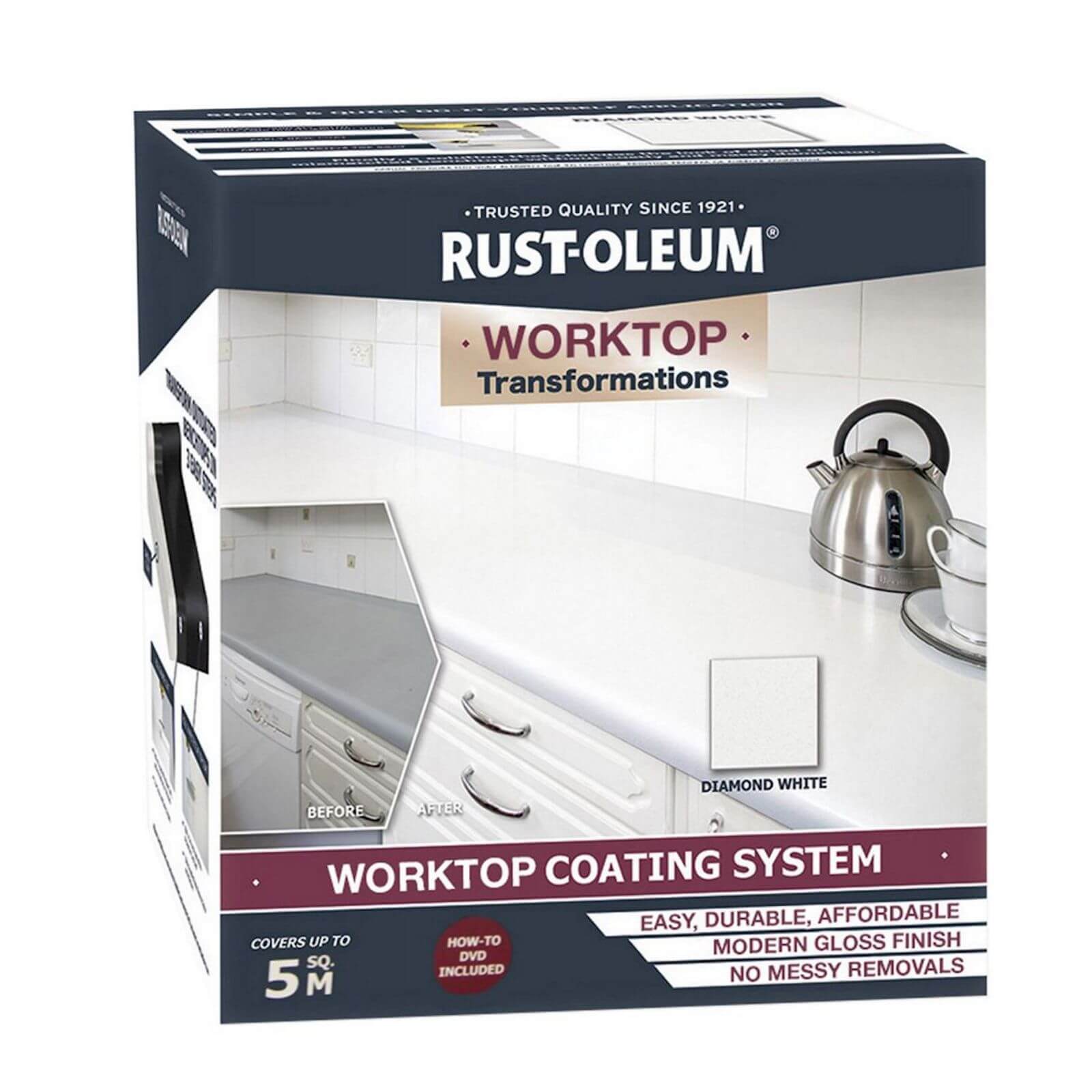 Rust-Oleum Kitchen Worktop Transformation Kit Diamond White - 1.5L