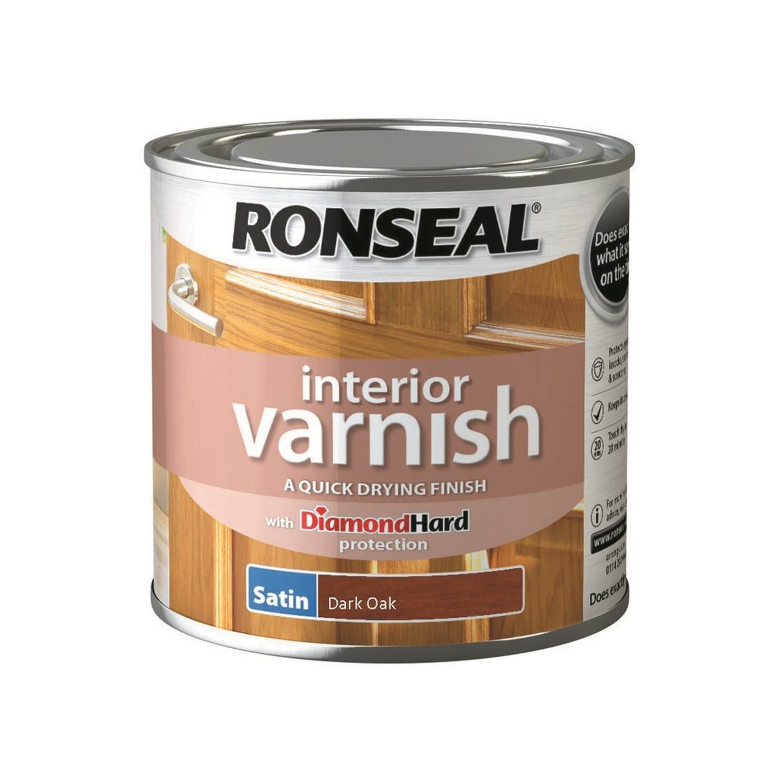 Ronseal Interior Varnish Satin Dark Oak - 250ml