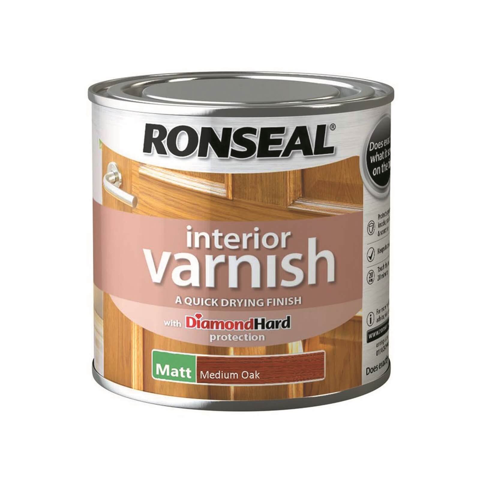 Ronseal Interior Varnish Matt Medium Oak - 250ml