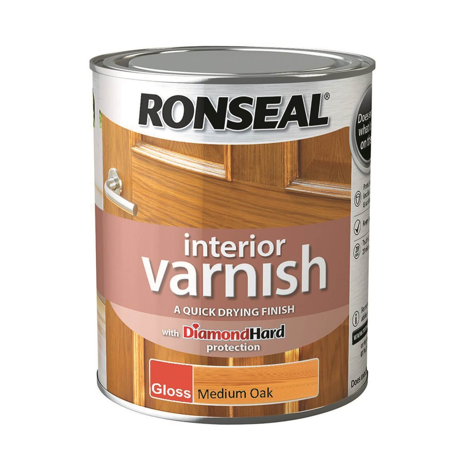 Ronseal Interior Varnish Gloss Medium Oak - 750ml