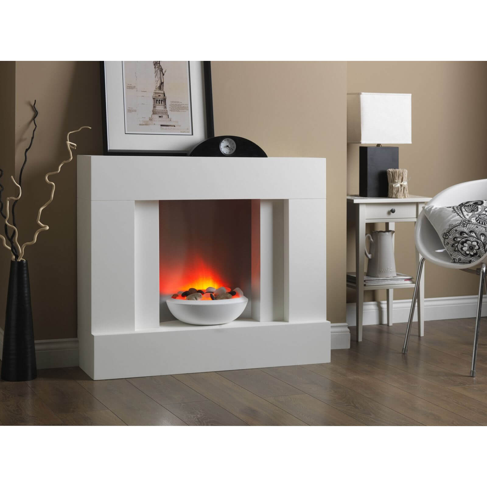 Suncrest Eclipse Electric Fireplace Suite - White