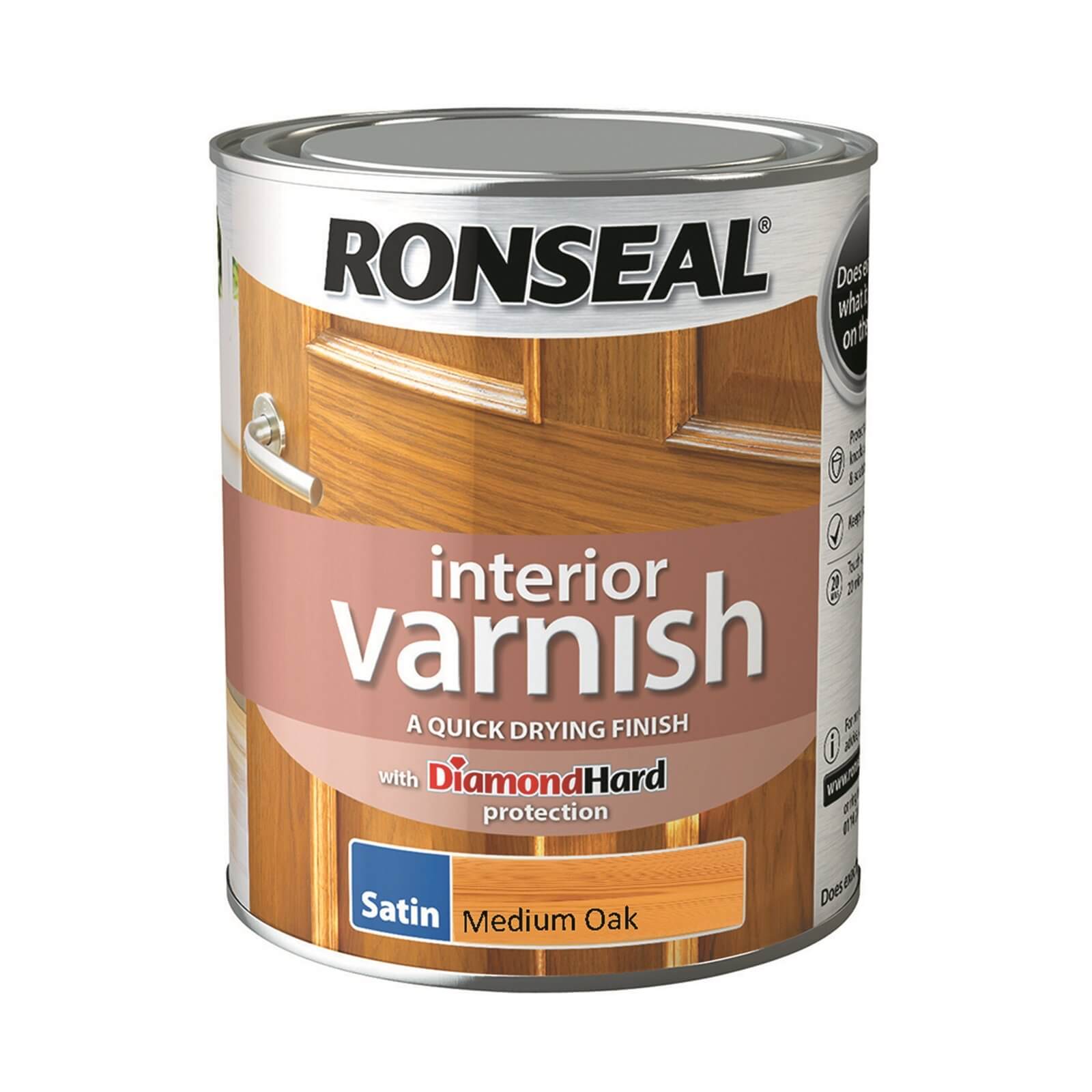 Ronseal Interior Varnish Satin Medium Oak - 750ml