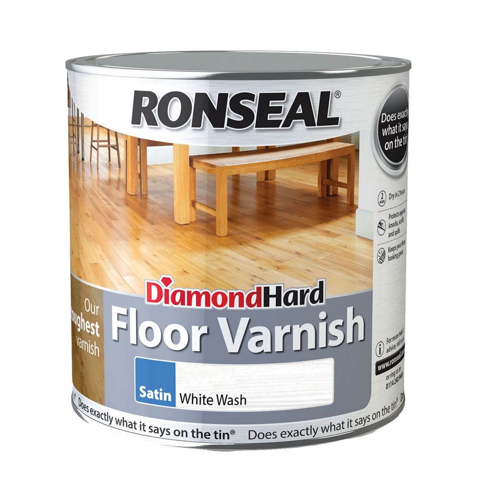 Ronseal Diamond Hard Floor Varnish White Ash - 2.5L