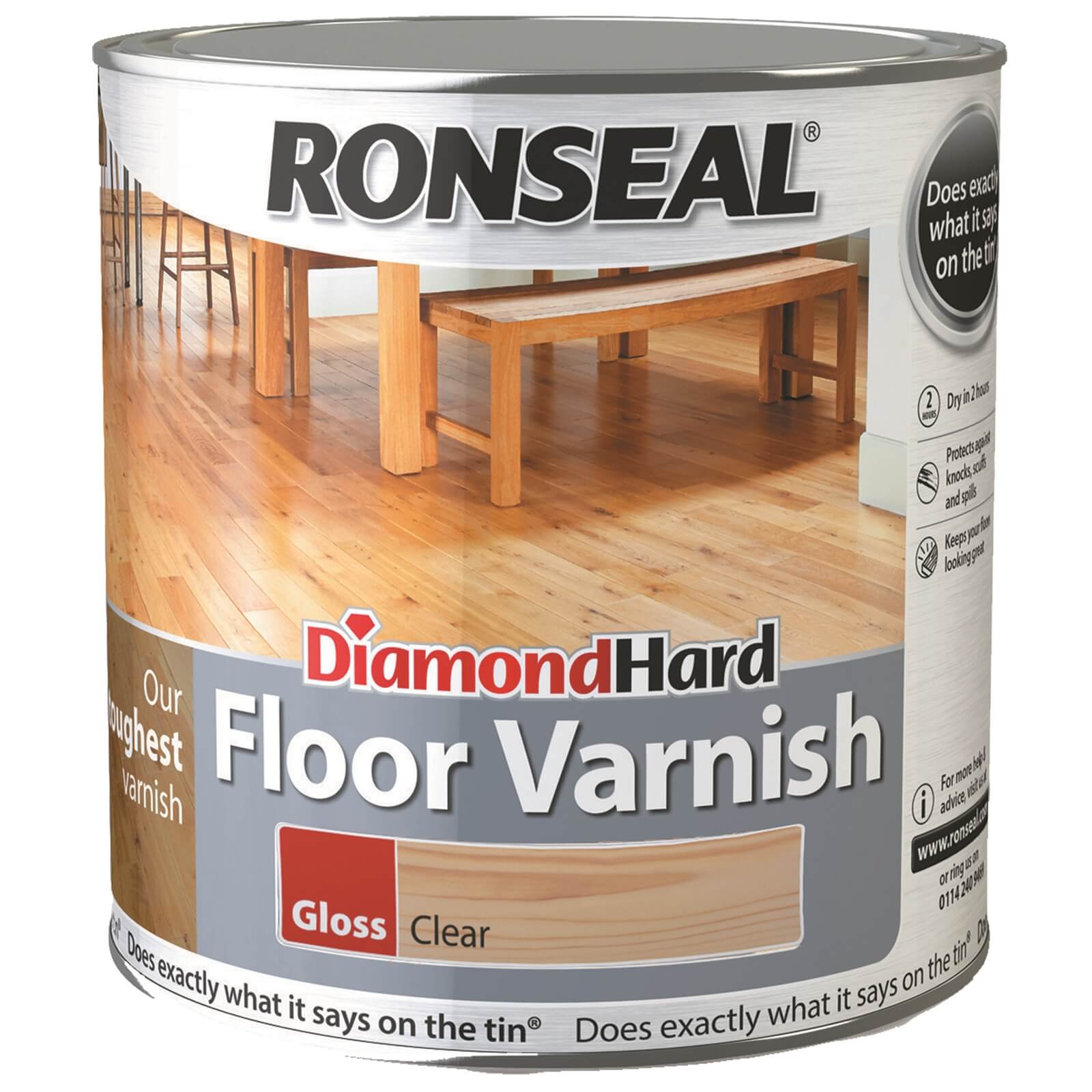 Ronseal Diamond Hard Floor Varnish Gloss Clear- 2.5L