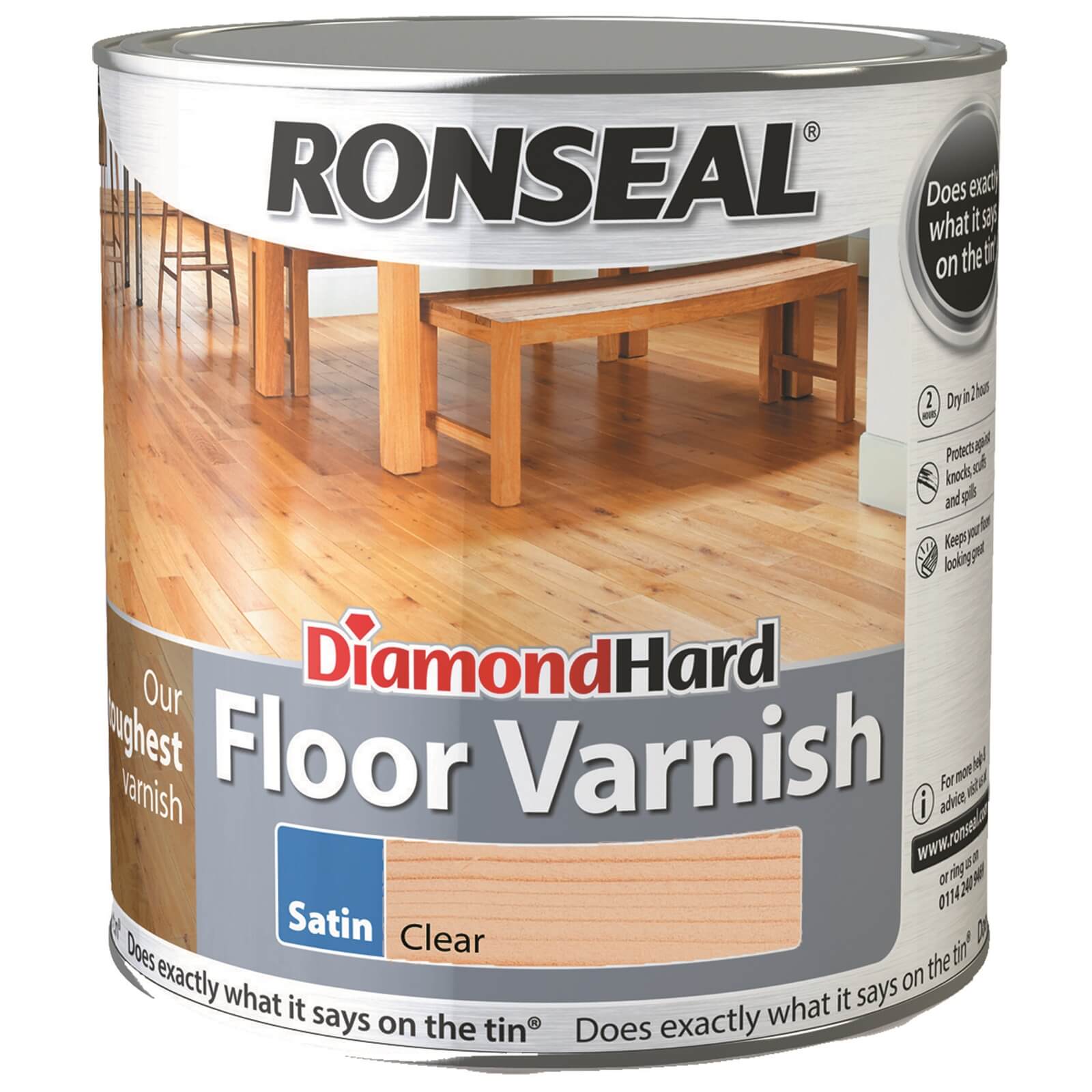 Ronseal Diamond Hard Floor Varnish Satin Clear- 2.5L