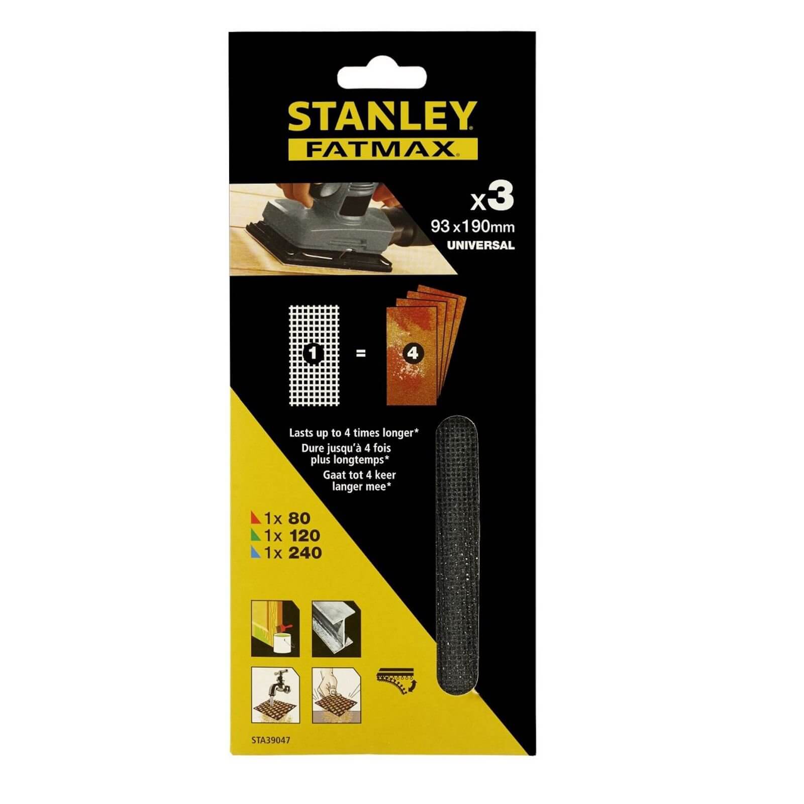 Stanley Fatmax 1/3 Sheet Mixed Sanding Sheets - STA39047-XJ