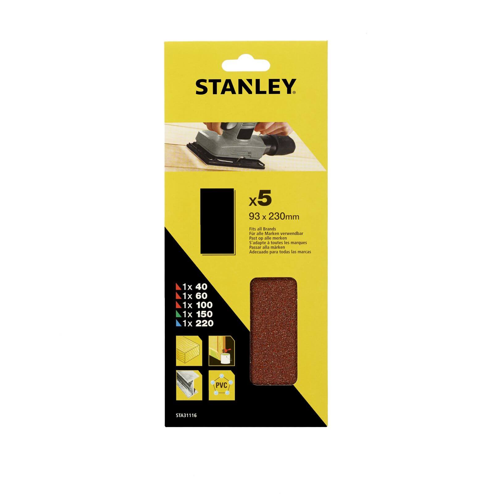 Stanley 1/3 Sheet Sander UNPunched Wire Clip Mixed Sanding Sheets - STA31116-XJ
