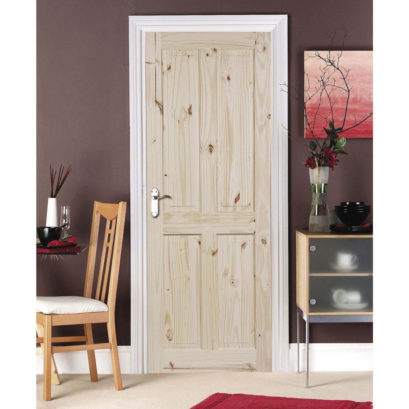 London 4 Panel Knotty Pine Internal Door - 762mm Wide