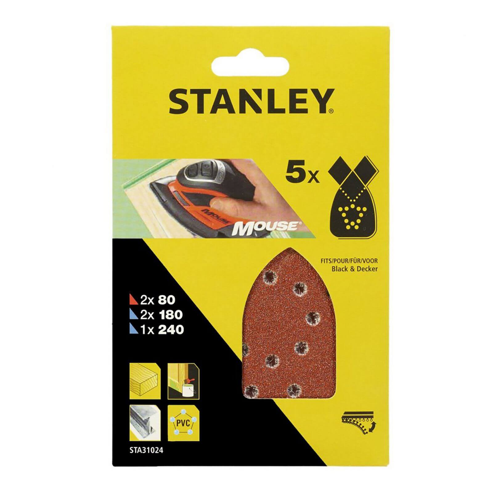 Stanley Mouse Sanding Sheets Mixed Pack - STA31024-XJ