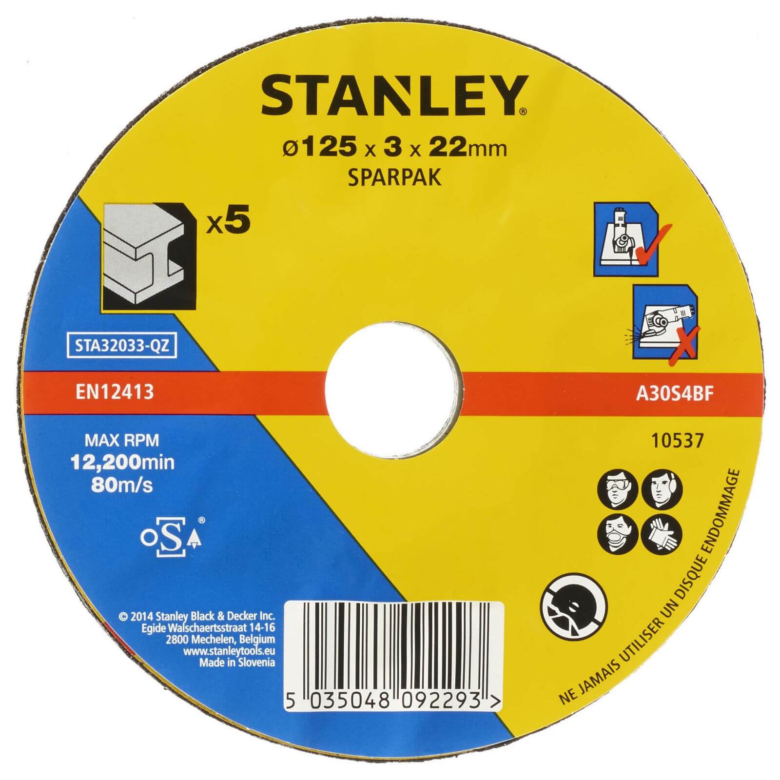Stanley 125mm Metal Cutting Disc Pack - STA32033-QZ