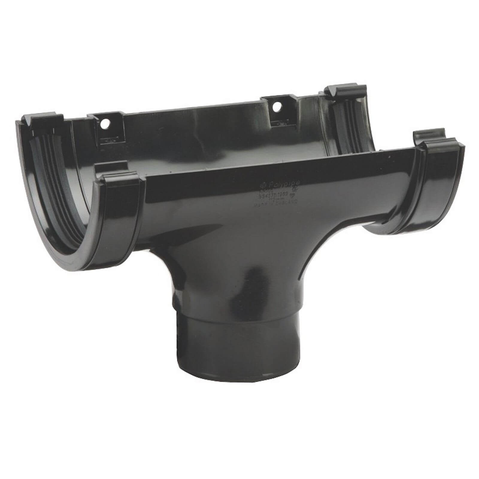 Polypipe Half Round Gutter Running Outlet - 112mm - Black