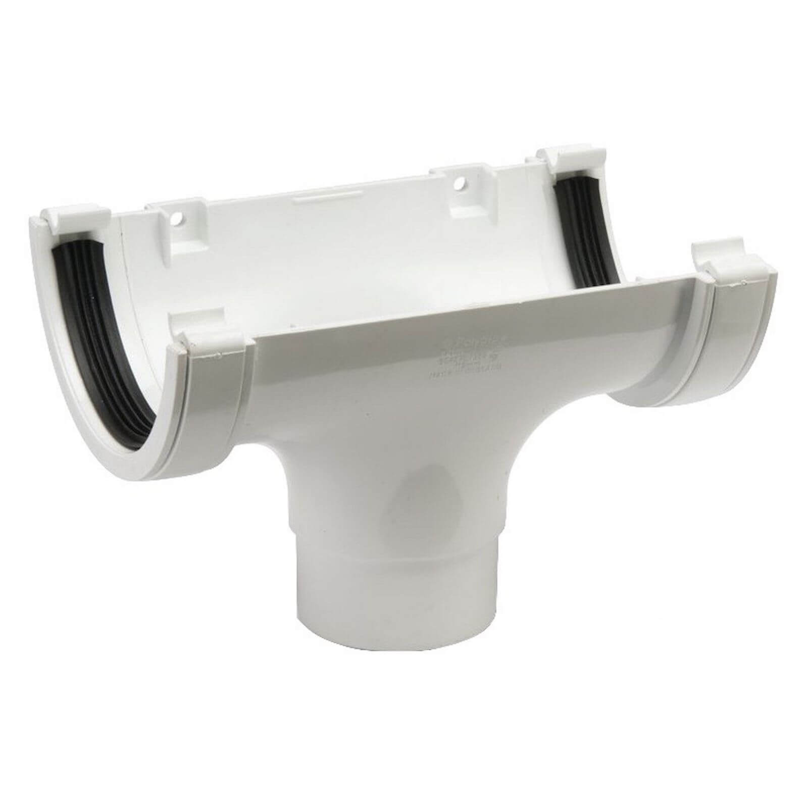 Polypipe Half Round Gutter Running Outlet - 112mm - White