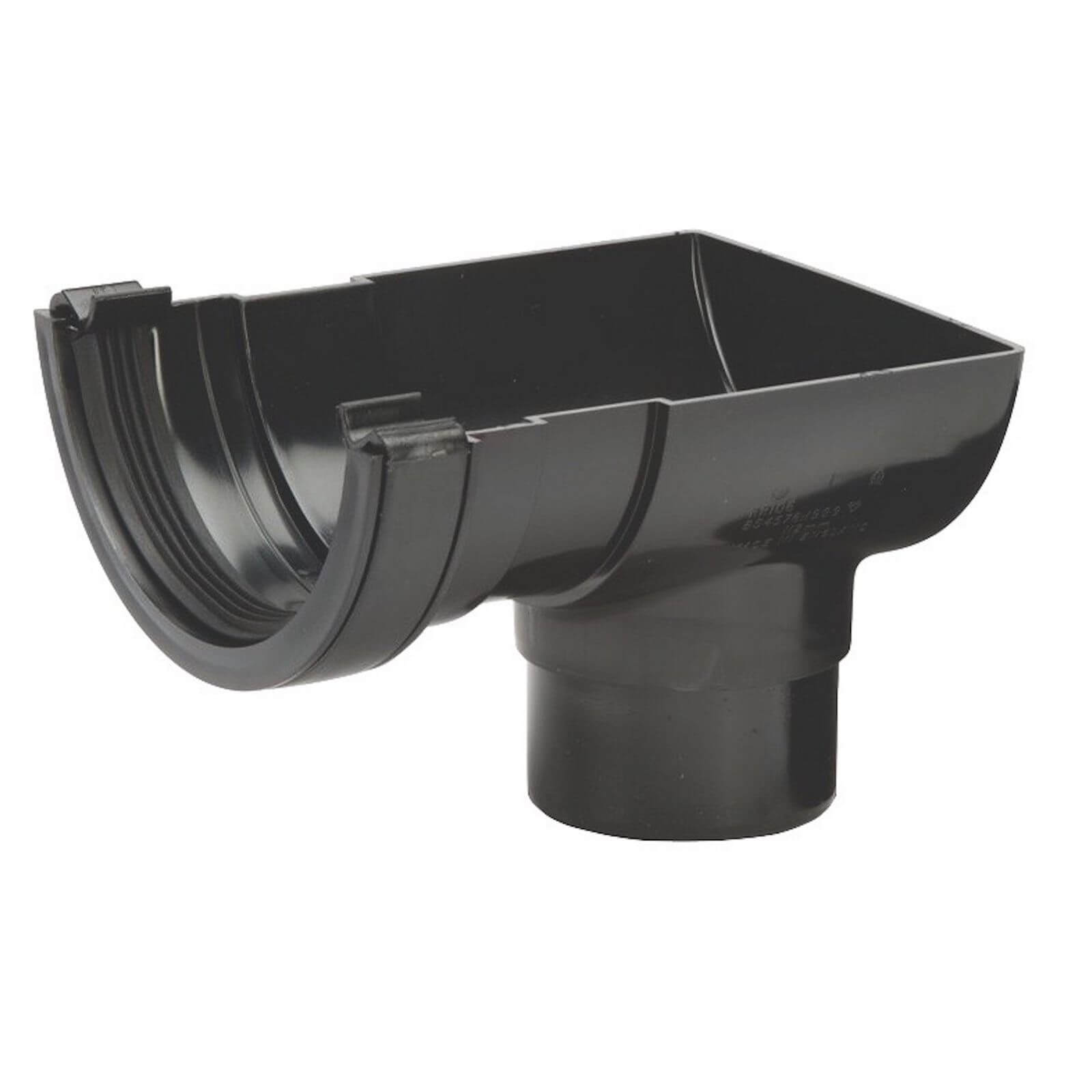 Polypipe Half Round Stop End Outlet - 112mm - Black