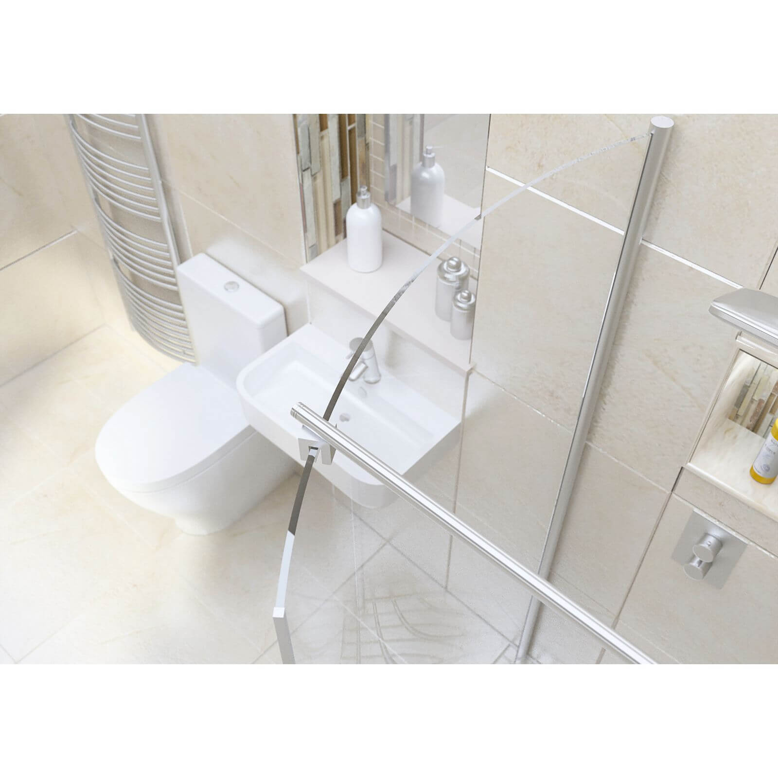 Wet Room Kit with 1050mm Curved Glass Panel & 900mm Tray