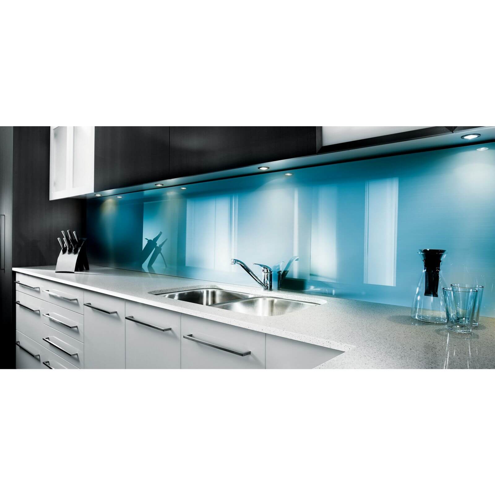 Zenolite Acrylic Kitchen Splashback Panel - 2440 x 605 x 4mm - Blue Atoll