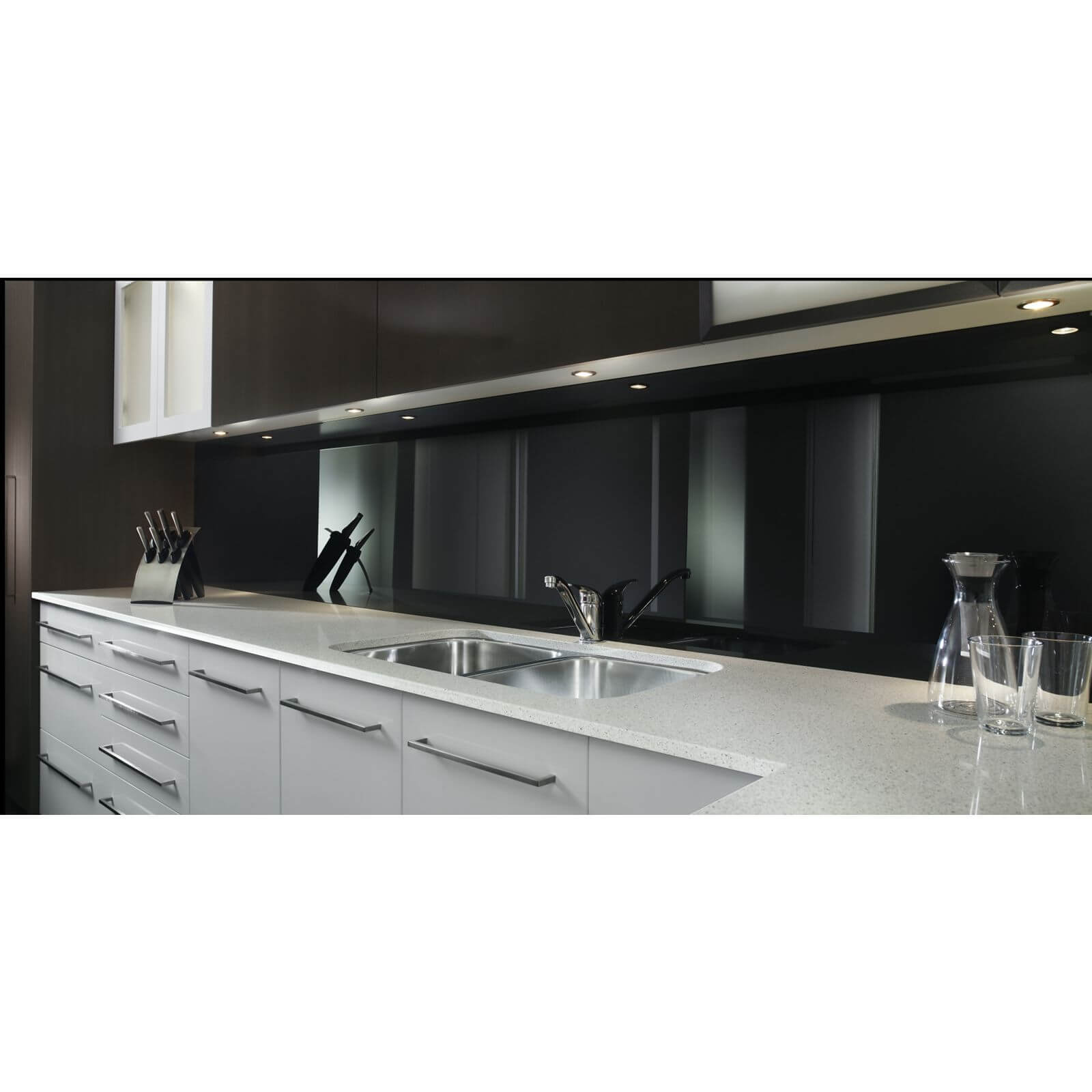 Zenolite Acrylic Kitchen Splashback Panel - 2440 x 605 x 4mm - Black