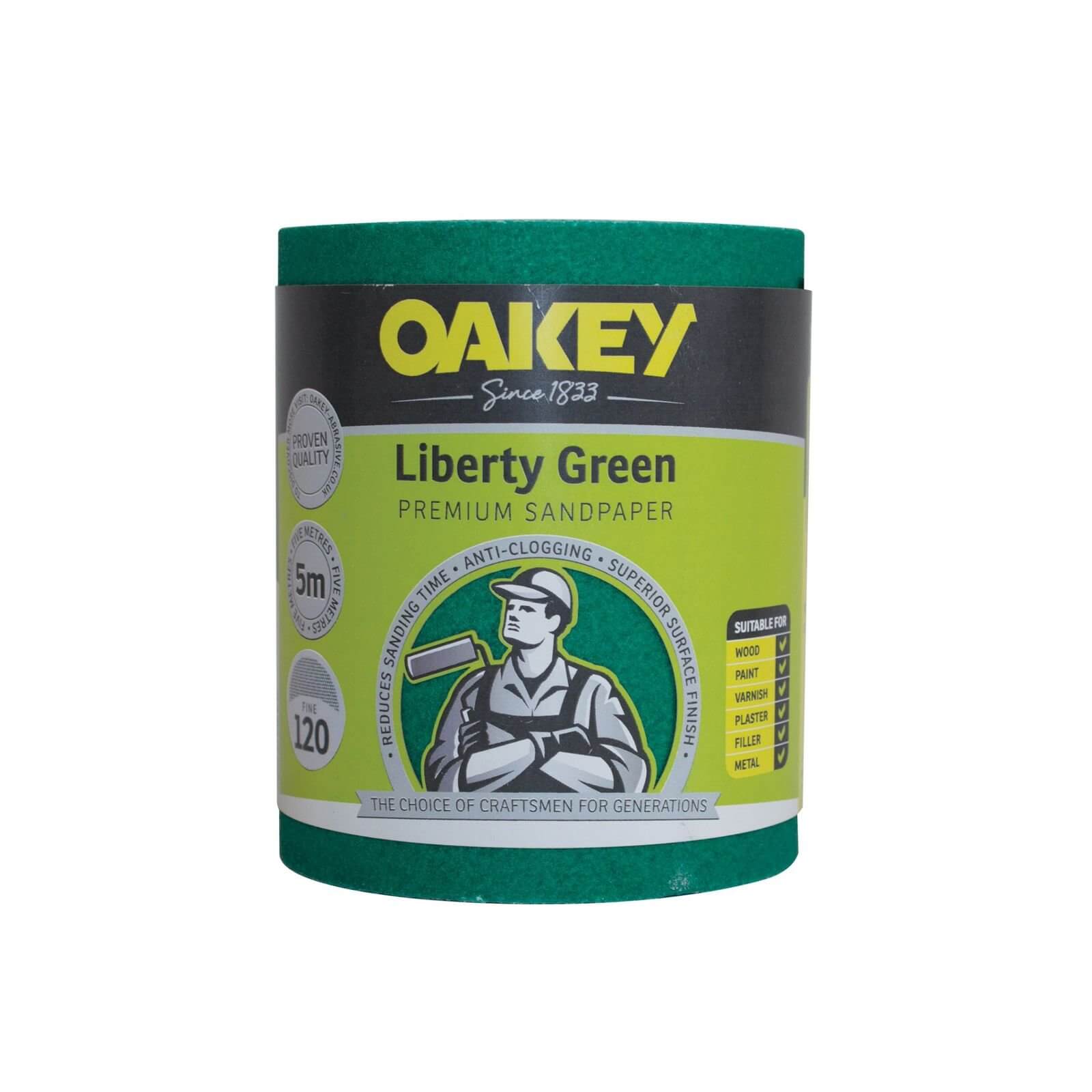 Oakey Liberty Green 5m x 115mm roll - 120 grit fine