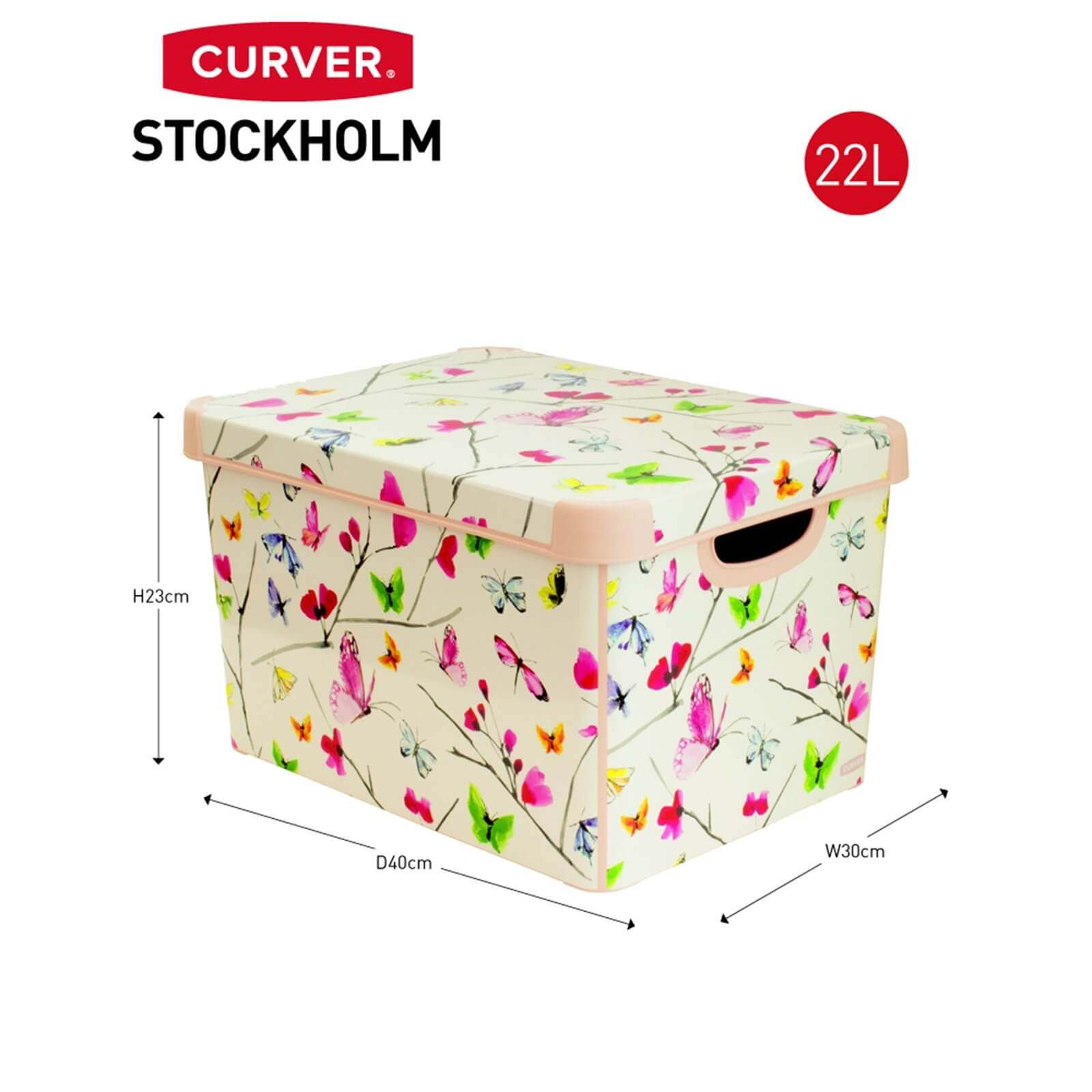Curver Stockholm Butterflies Plastic Deco Storage Box, Multi Colour 22L