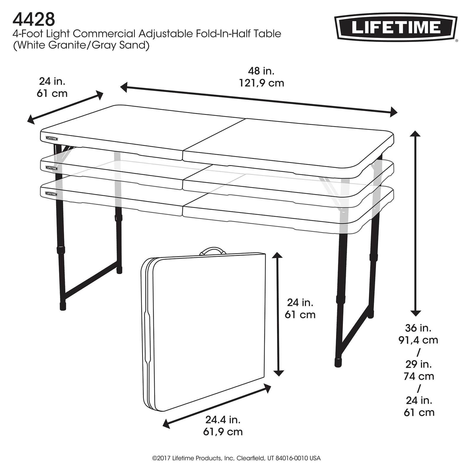 Lifetime Folding Height Adjustable Table - 4ft