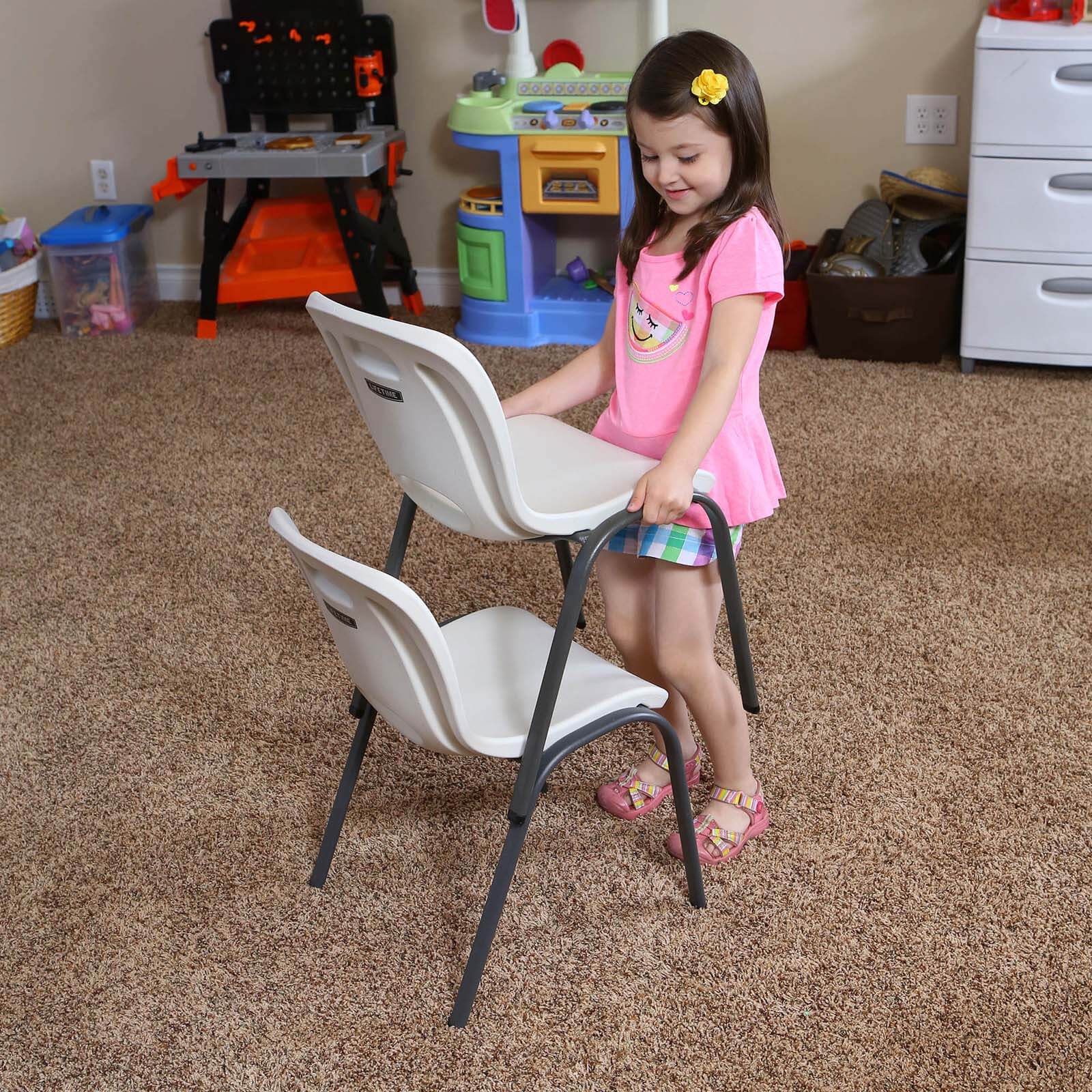Lifetime Pack of 4 Children's Stacking Chairs - Lime Green