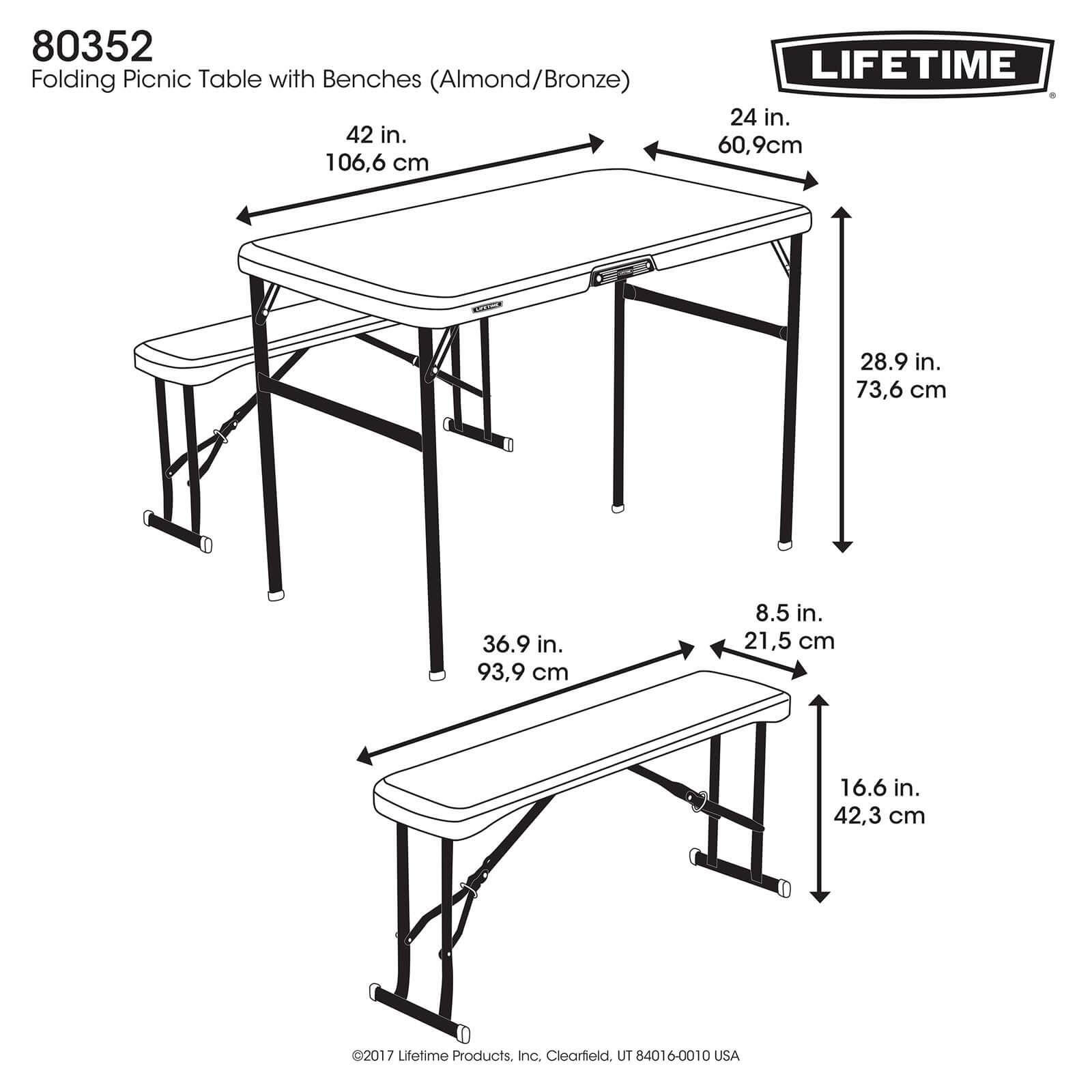 Lifetime Folding Picnic Table with Benches
