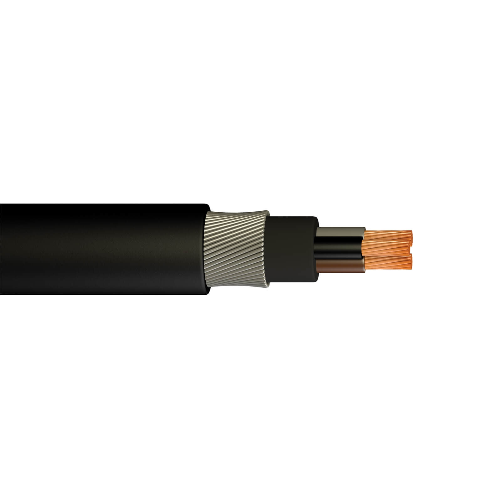 Pitacs 1.5mm 3 Core Steel Armoured Cable 25m Black 6943X