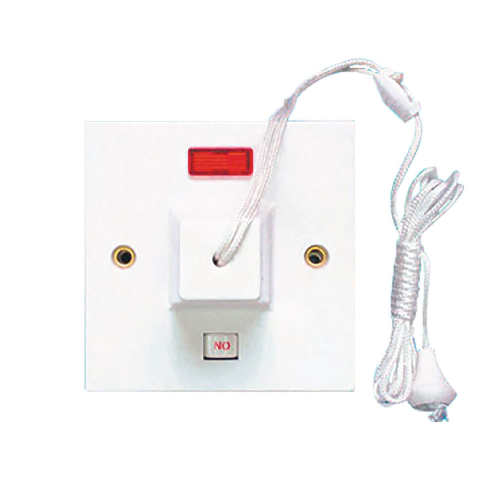 Arlec Square Edge 45 Amp Pull Switch with Neon White