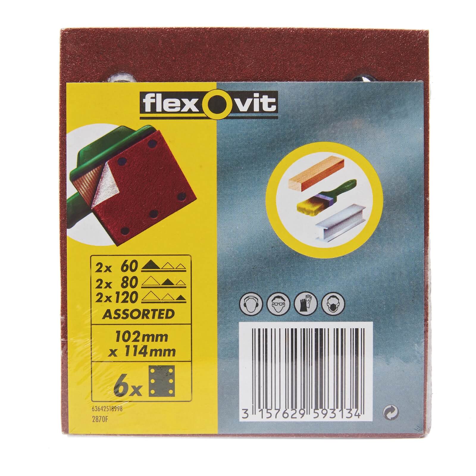 Flexovit PTA Sanding Sheets Flexovit 1/4 Punched - 102 x 114mm - Assorted Grit
