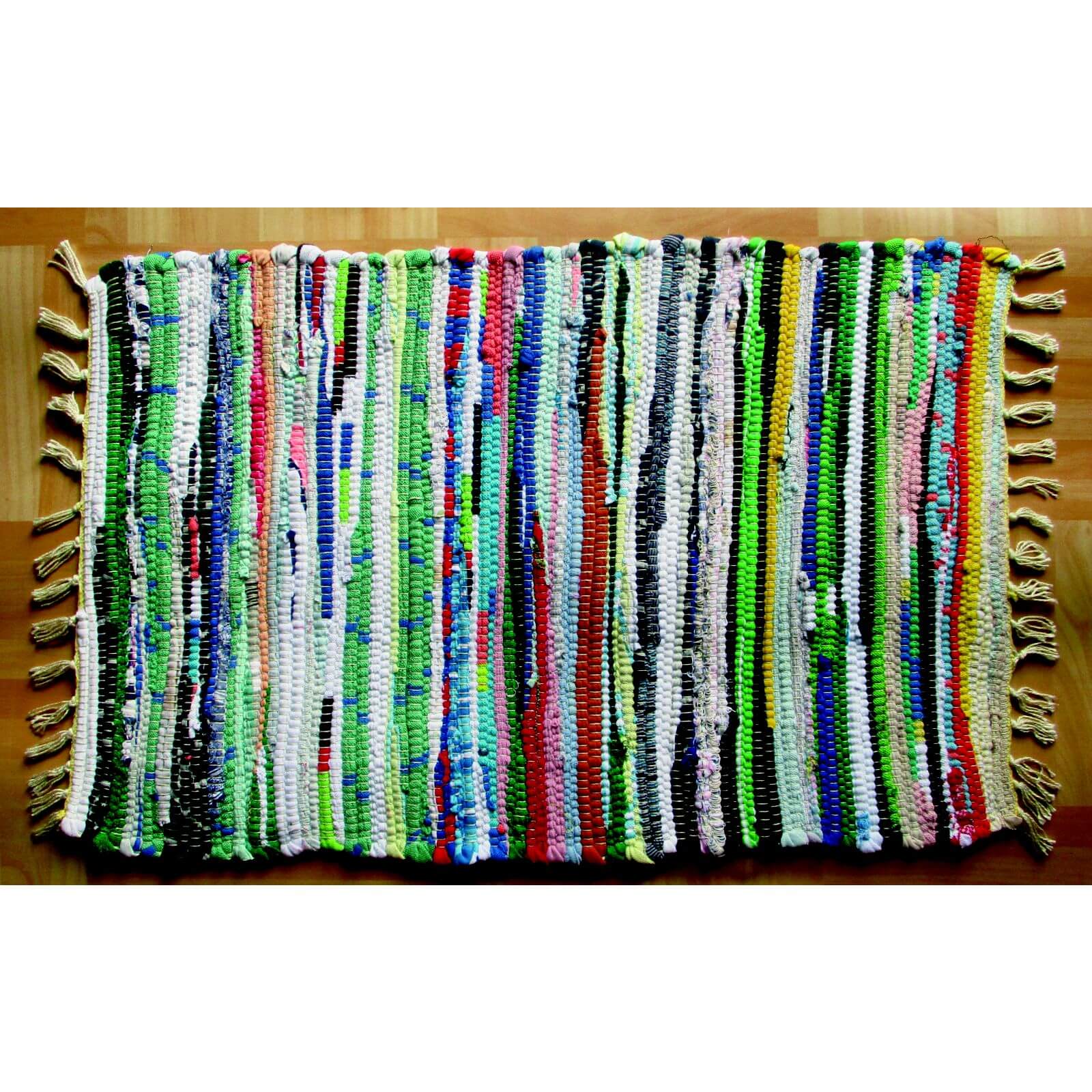 Cotton Chindi Rug - Multicoloured - 90 x 60cm