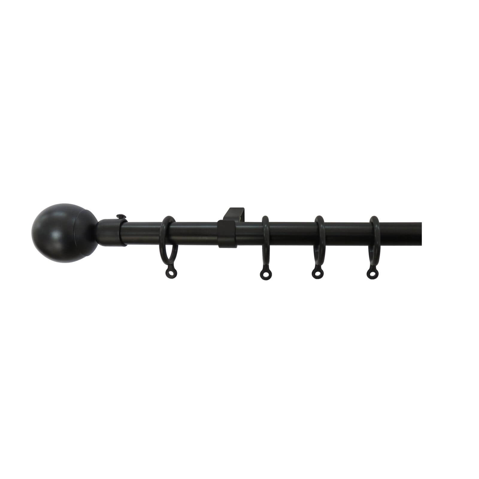 Black Extendable Curtain Pole with Ball Finial 1.2 - 2.1m