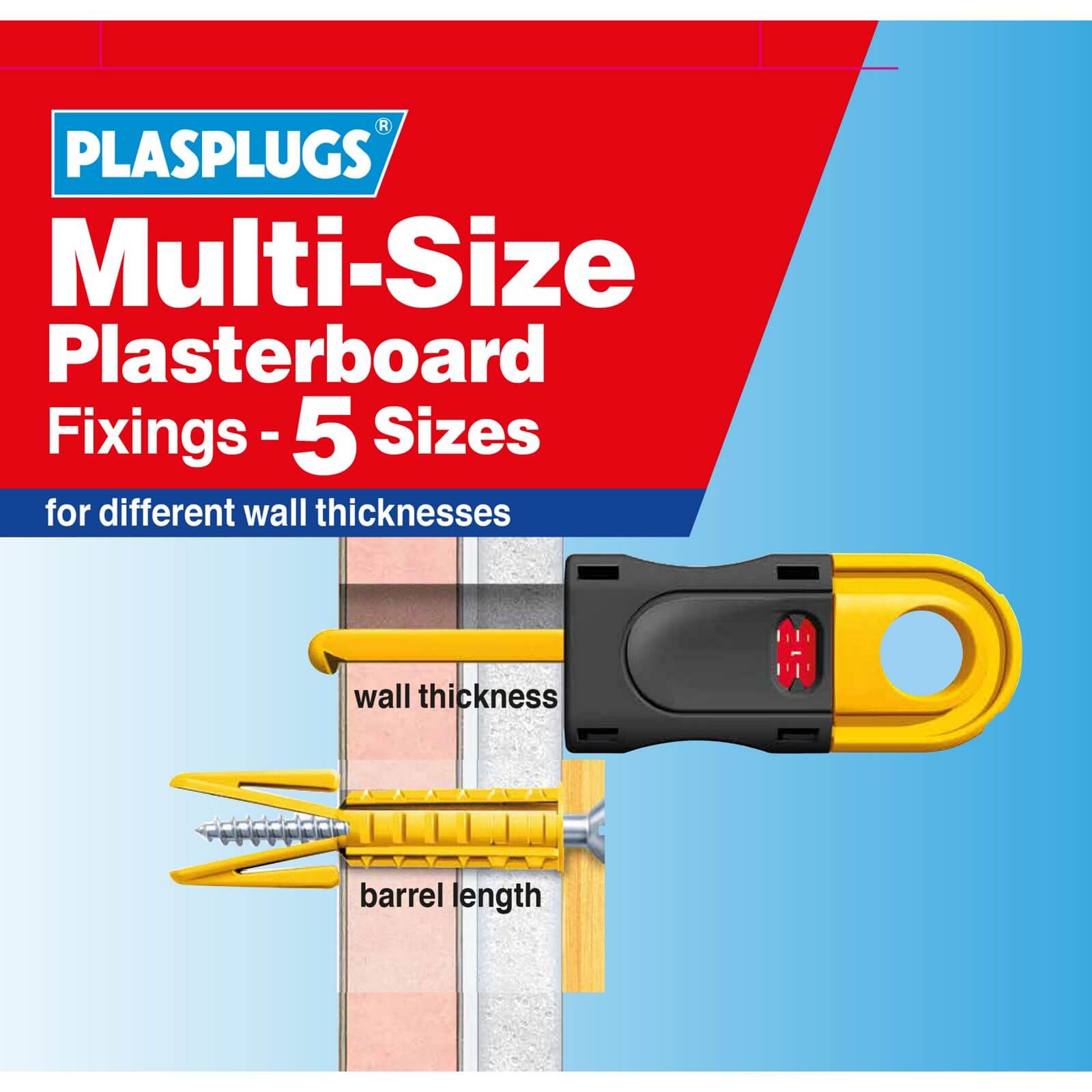 Plasplugs Multi Size Plasterboard Fixings Clip Pack x 50