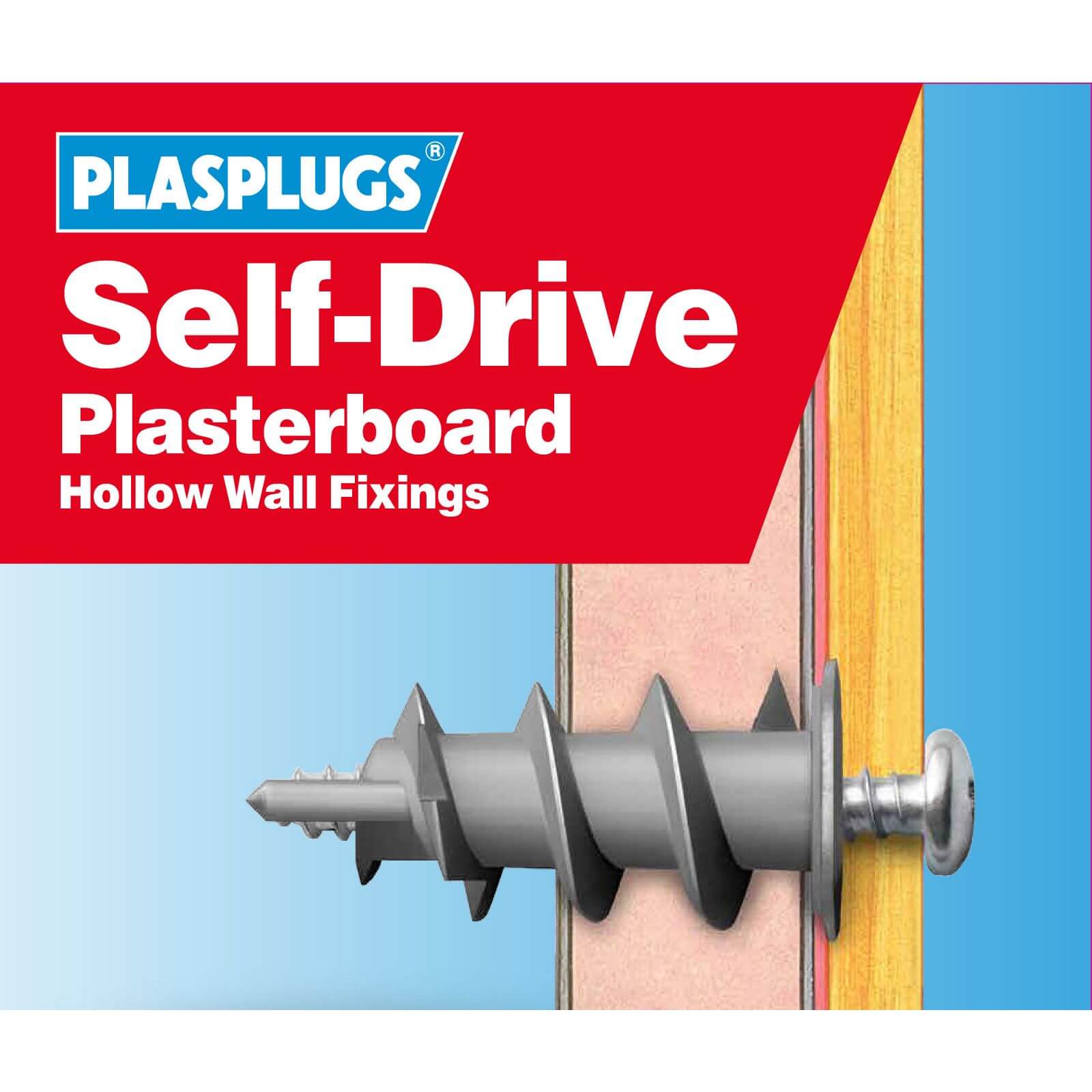 Plasplugs Self Drive Fixings Clip Pack Drill Driver x 50