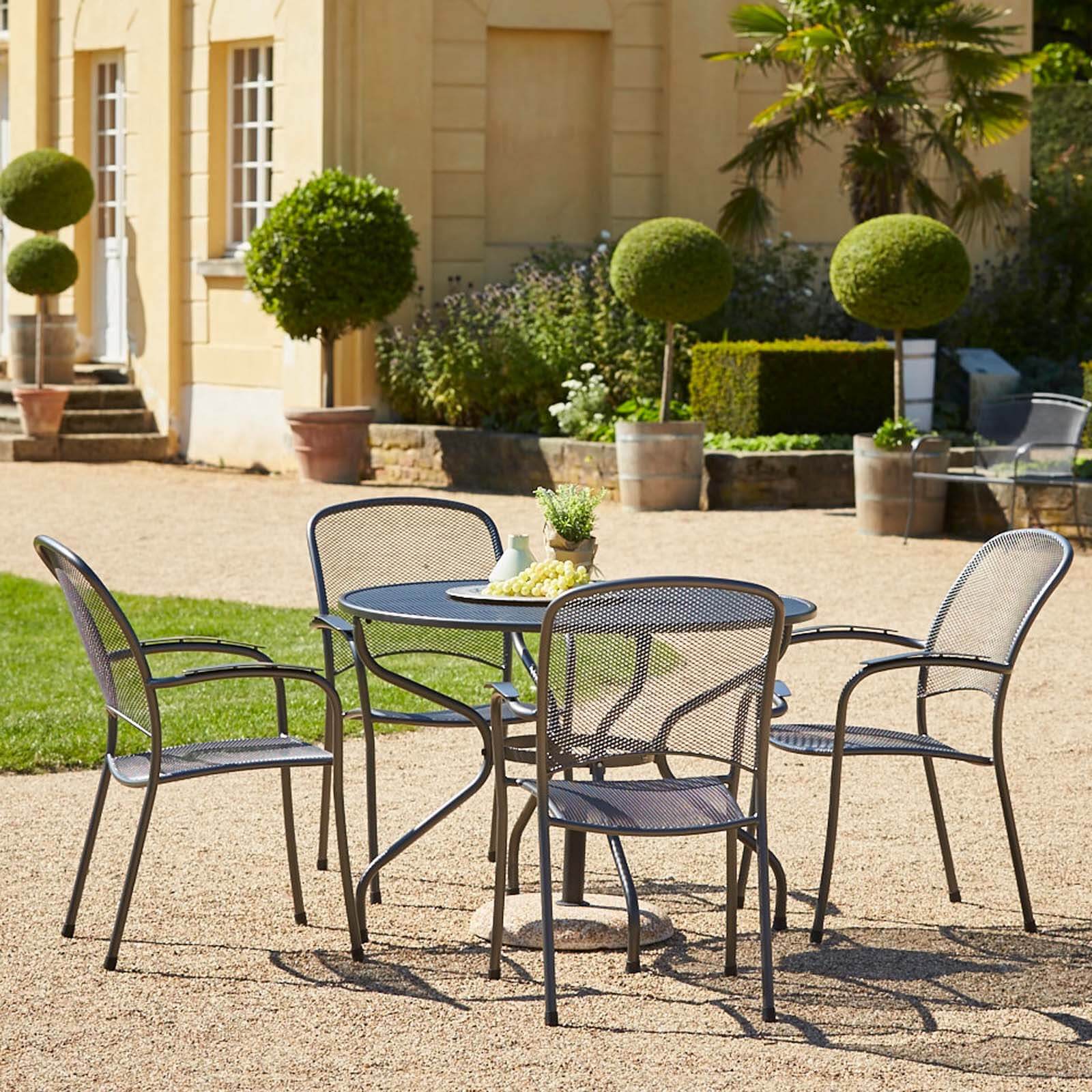 Royal Garden Metal Carlo 4 Seater Round Garden Furniture Set in Grey