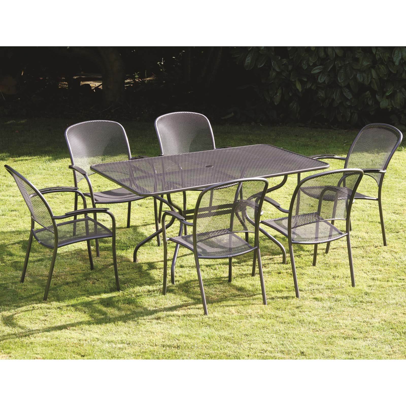 Royal Garden Carlo Metal 6 Seater Rectangular Garden Furniture Set in Grey