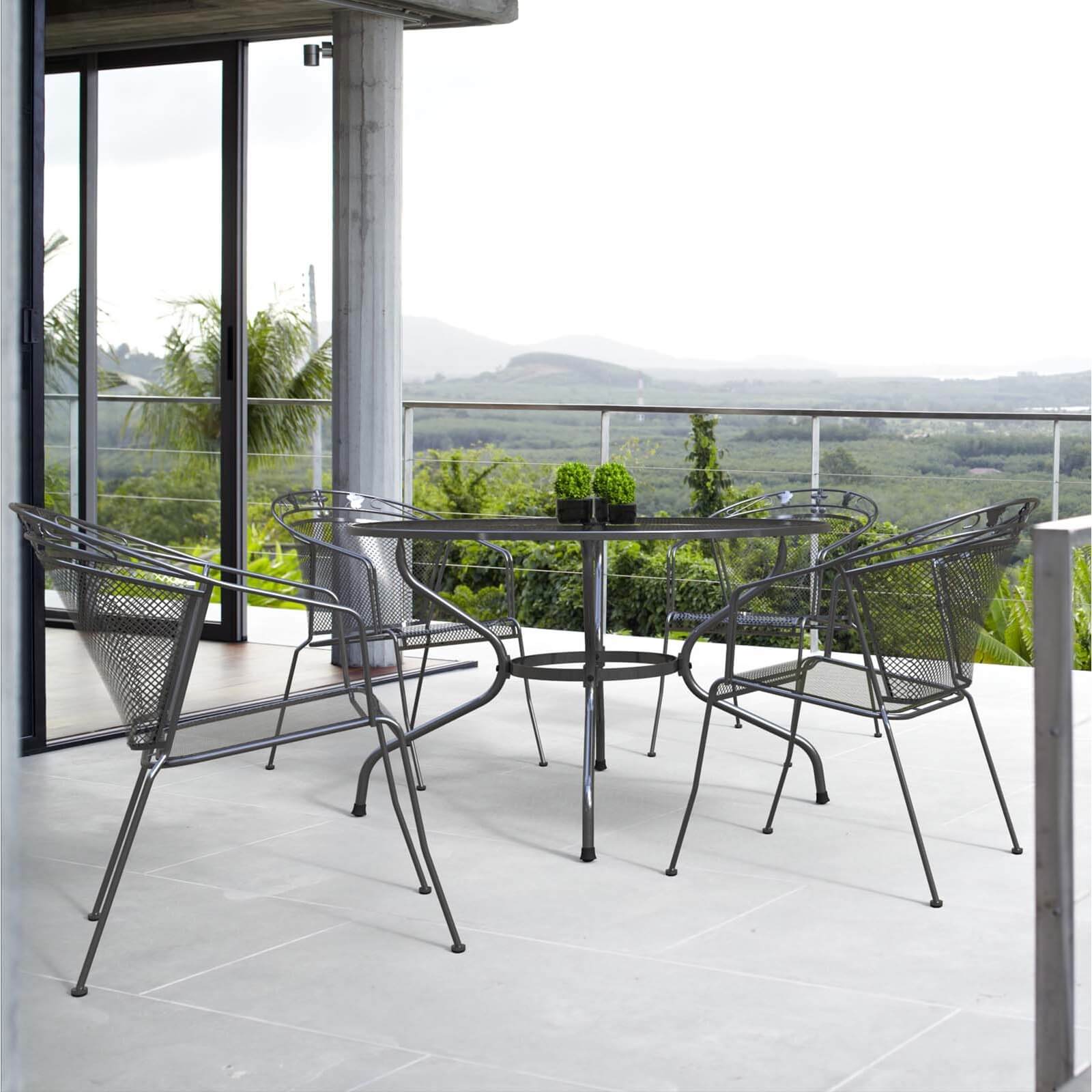 Royal Garden Metal Elegance 4 Seater Round Garden Furniture Set in Grey