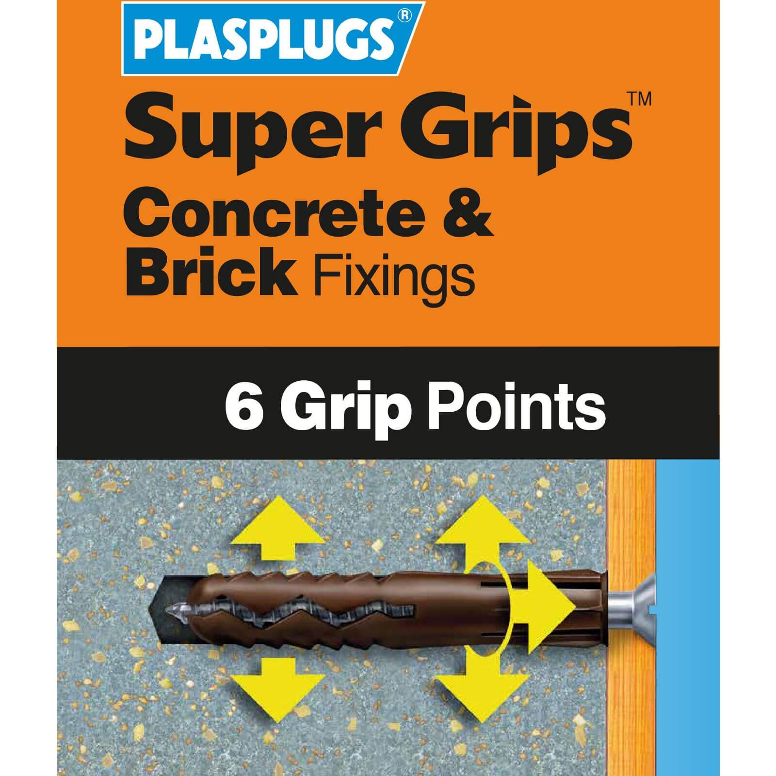 Plasplugs Brown Solid Wall Fixings Clip Pack x 100