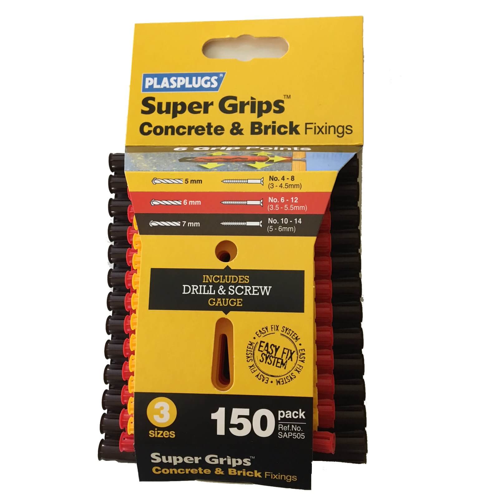 Plasplugs Mixed Solid Wall Fixings Clip - 150 Pack