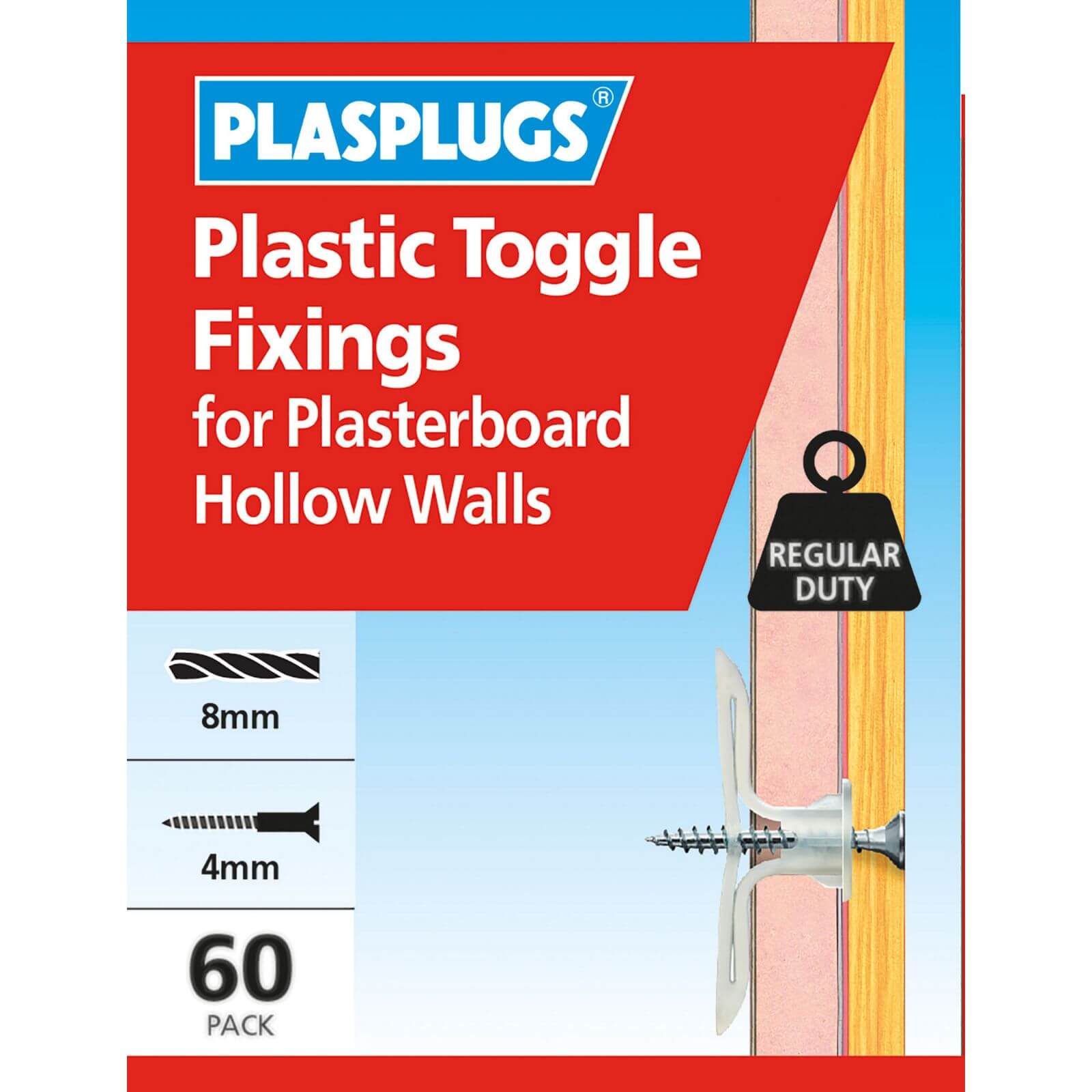 Plasplugs Standard Plasterboard Toggle x 60