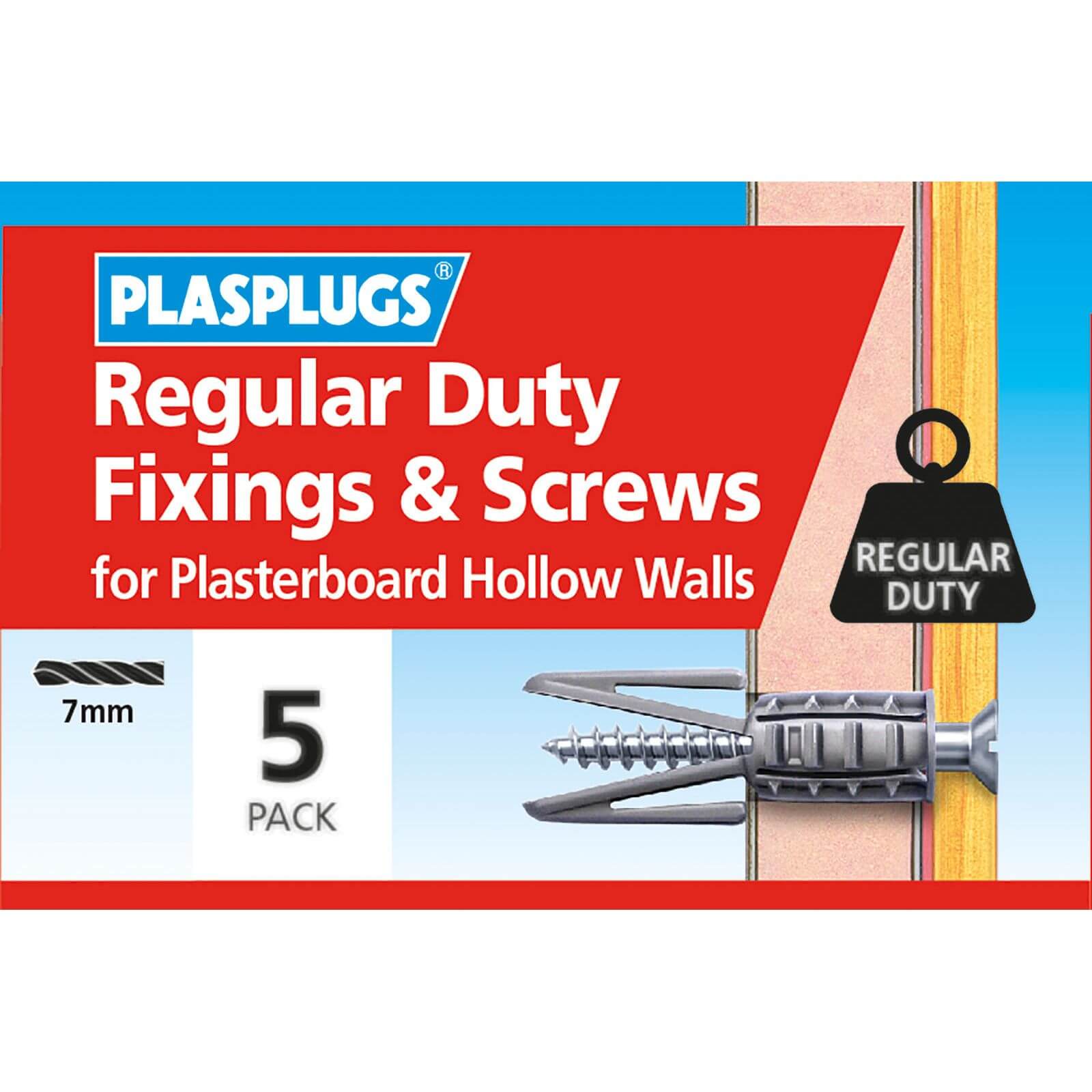 Plasplugs Standard Plasterboard & Screws x 5